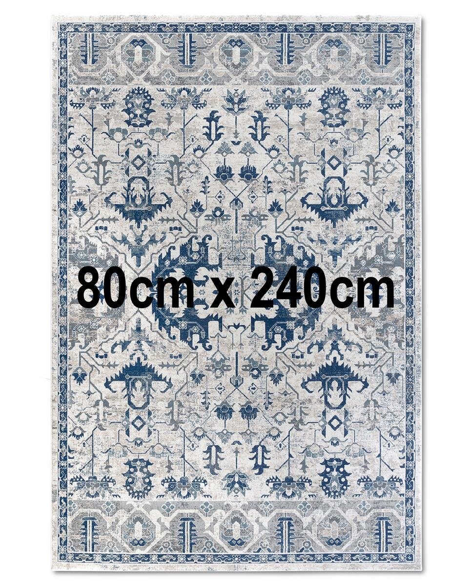 Villeroy & Boch Kurzflor Teppich Emmanuel Creme Blau 80cm x 240cm