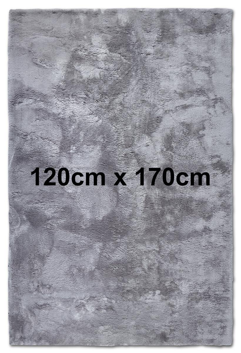 Elle Decoration Cosy Hochflor Teppich Calida Silber 120cm x 170cm