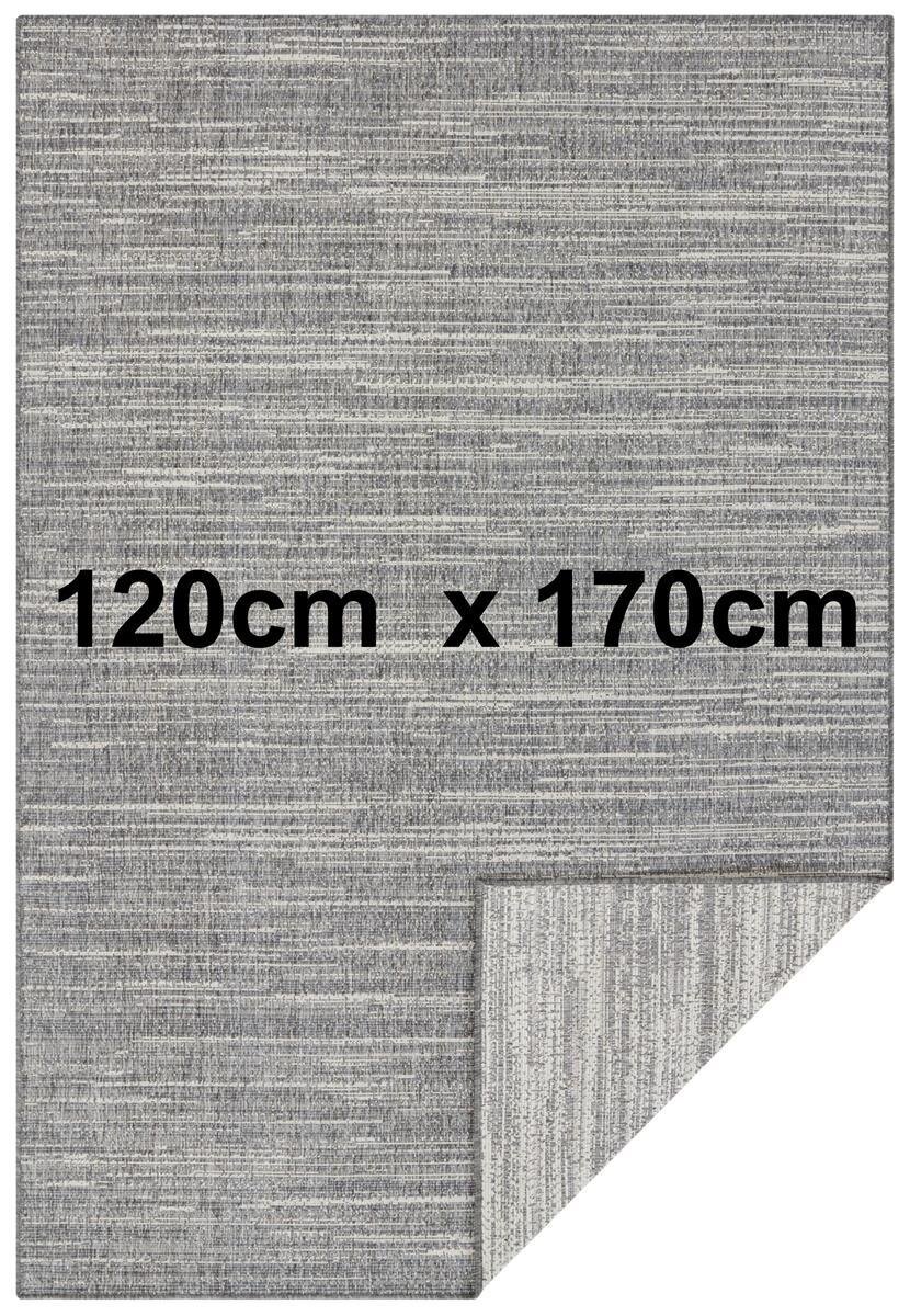 Elle Decoration Gemini In- und Outdoor Wendeteppich Mèlange Silber 120cm x 170cm