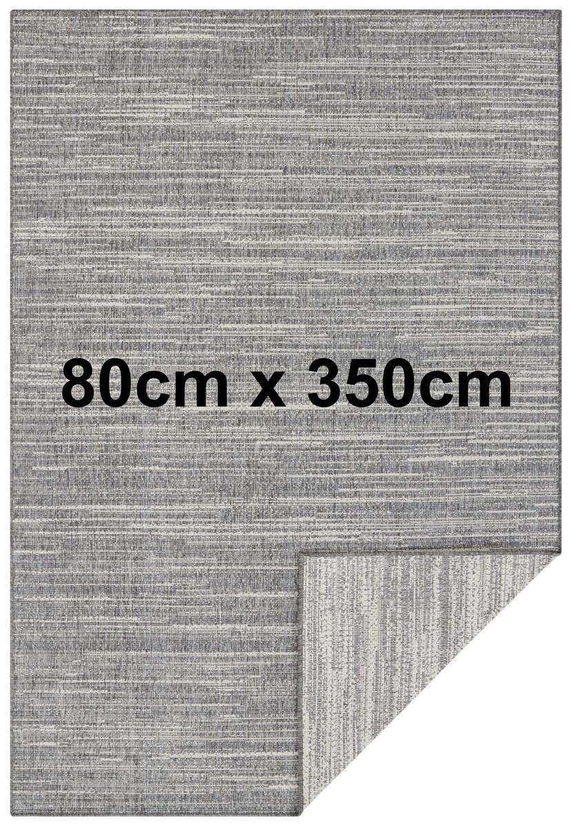 Elle Decoration Gemini In- und Outdoor Wendeteppich Mèlange Silber 80cm x 350cm