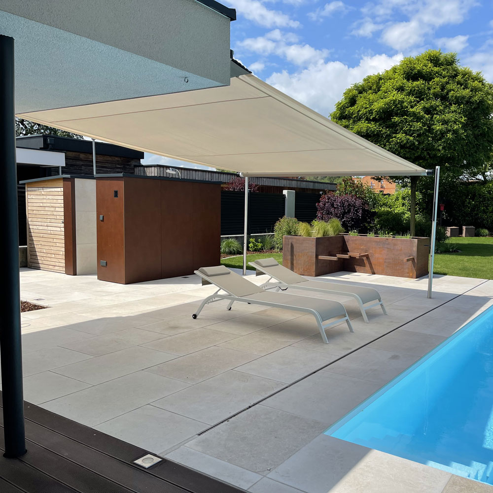 Aufrollbares Sonnensegel SHADE INOX | 4x4 m | Stoff: Uni, sand
