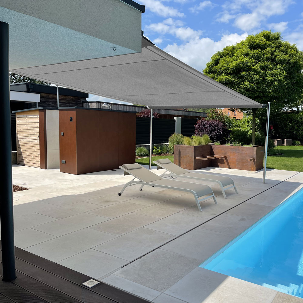 Aufrollbares Sonnensegel SHADE INOX | 4x4 m | Stoff: Uni, silber