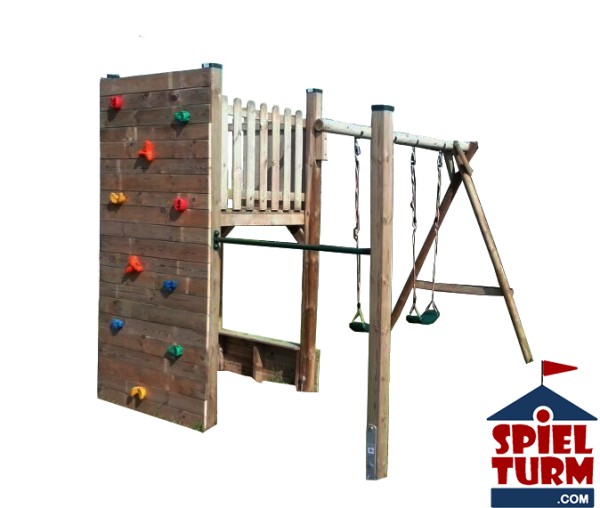 Spielturm Tina mit Klettewand, Anbaureck und Doppelschaukel