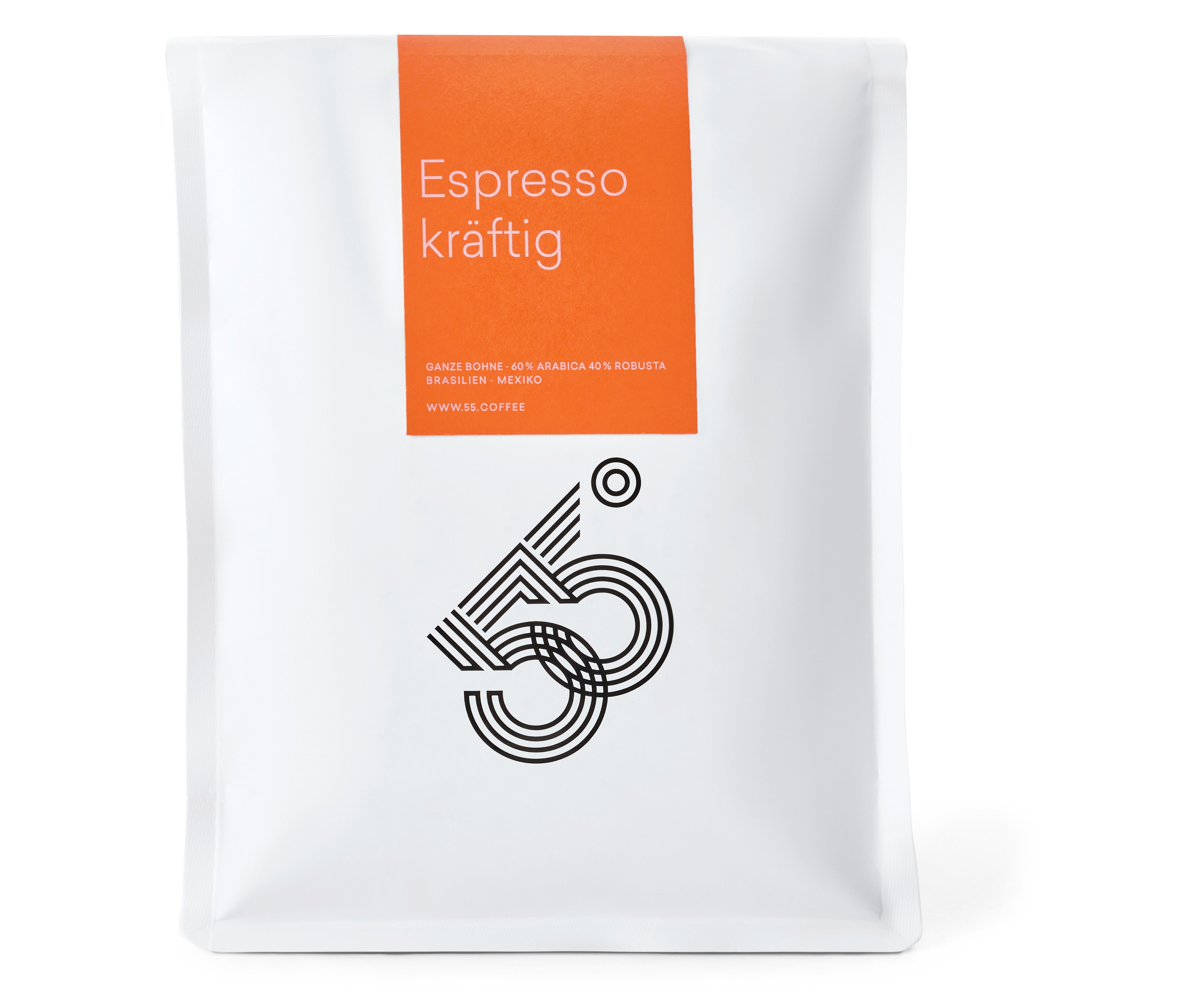55 Degrees - Espresso kräftig - 1 kg Ganze Bohne - Intensität: 5/6