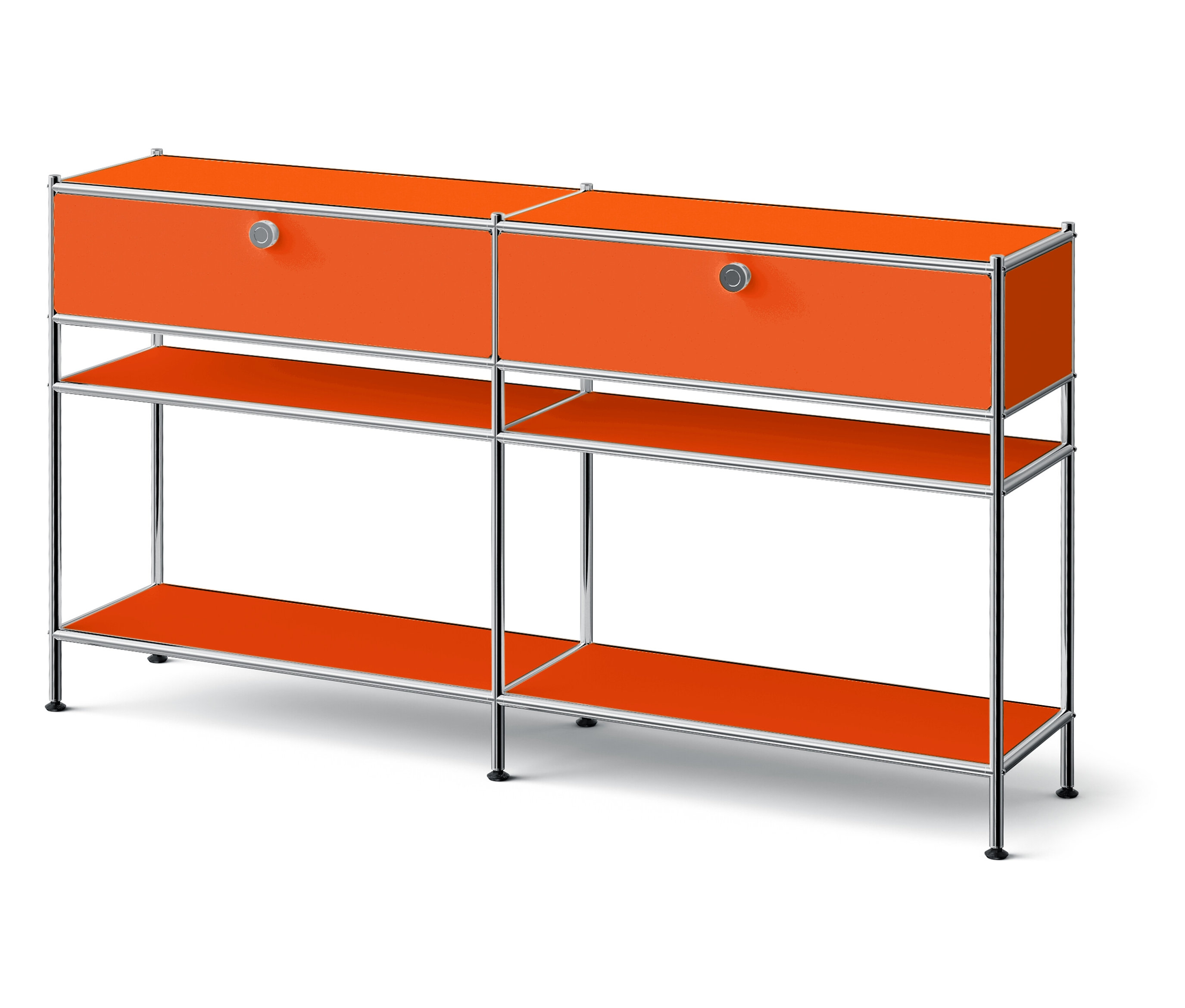 Tchibo - Metall-Konsole »Cn3 Slim Line« mit 2 Schubladen - 152x30,5x82cm - orange - Stahl / Aluminium / Kunststoff