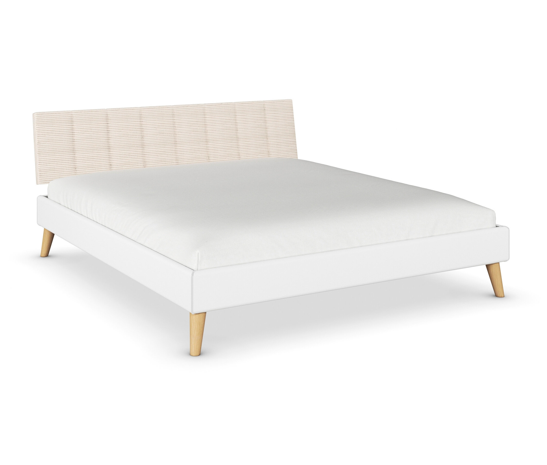 rauch Bett »Mavi-Extra« mit Polsterkopfteil - 187x216x90cm - weiß - Holz / Holz / Eichenholz