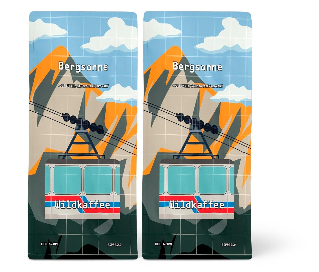 Wildkaffee - Bergsonne Espresso - 2x1 kg Ganze Bohne - Intensität: 5/6