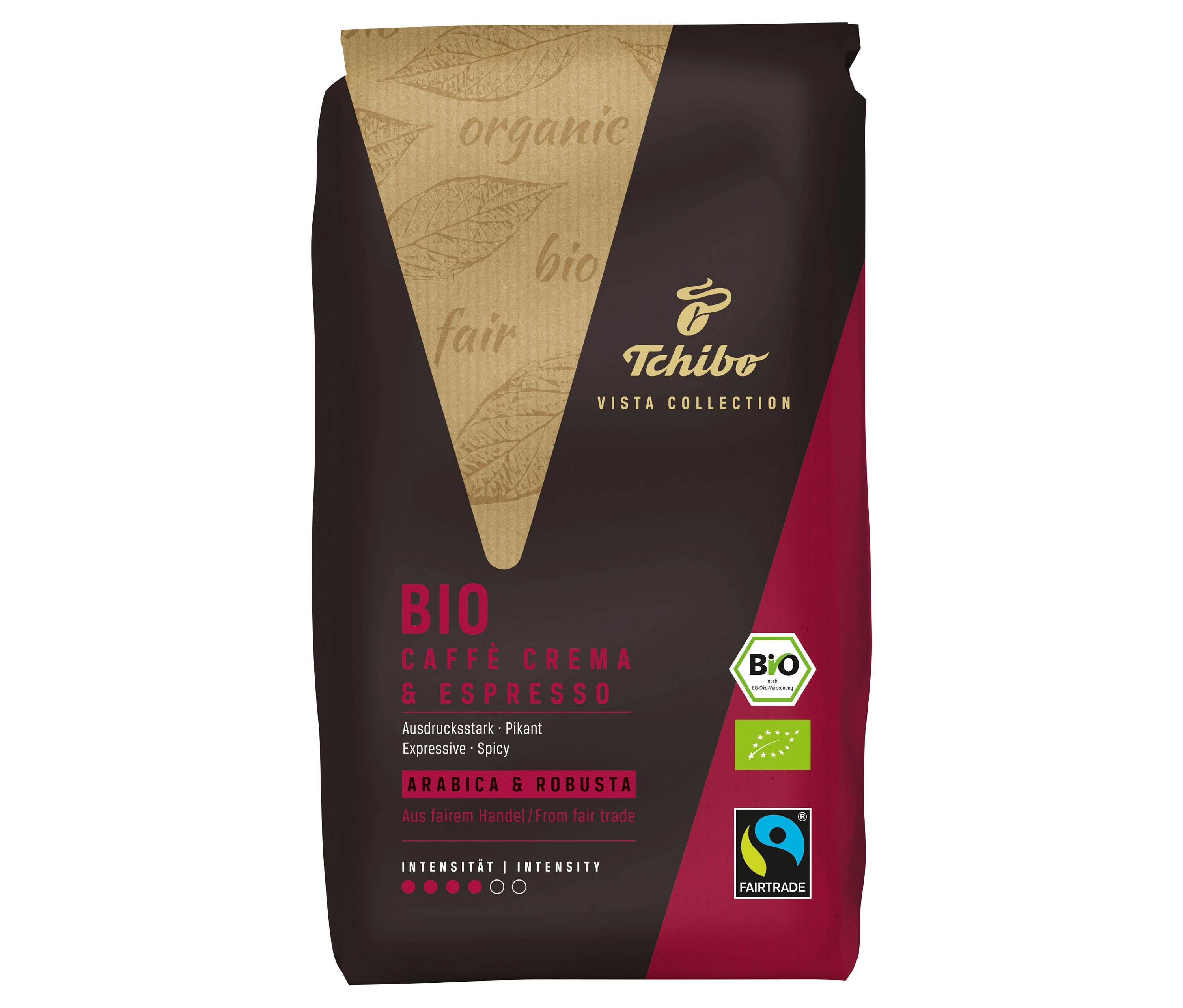 Tchibo - Vista Collection Bio Caffé Crema & Espresso - 1x 1 kg Ganze Bohne - Intensität: 4/6