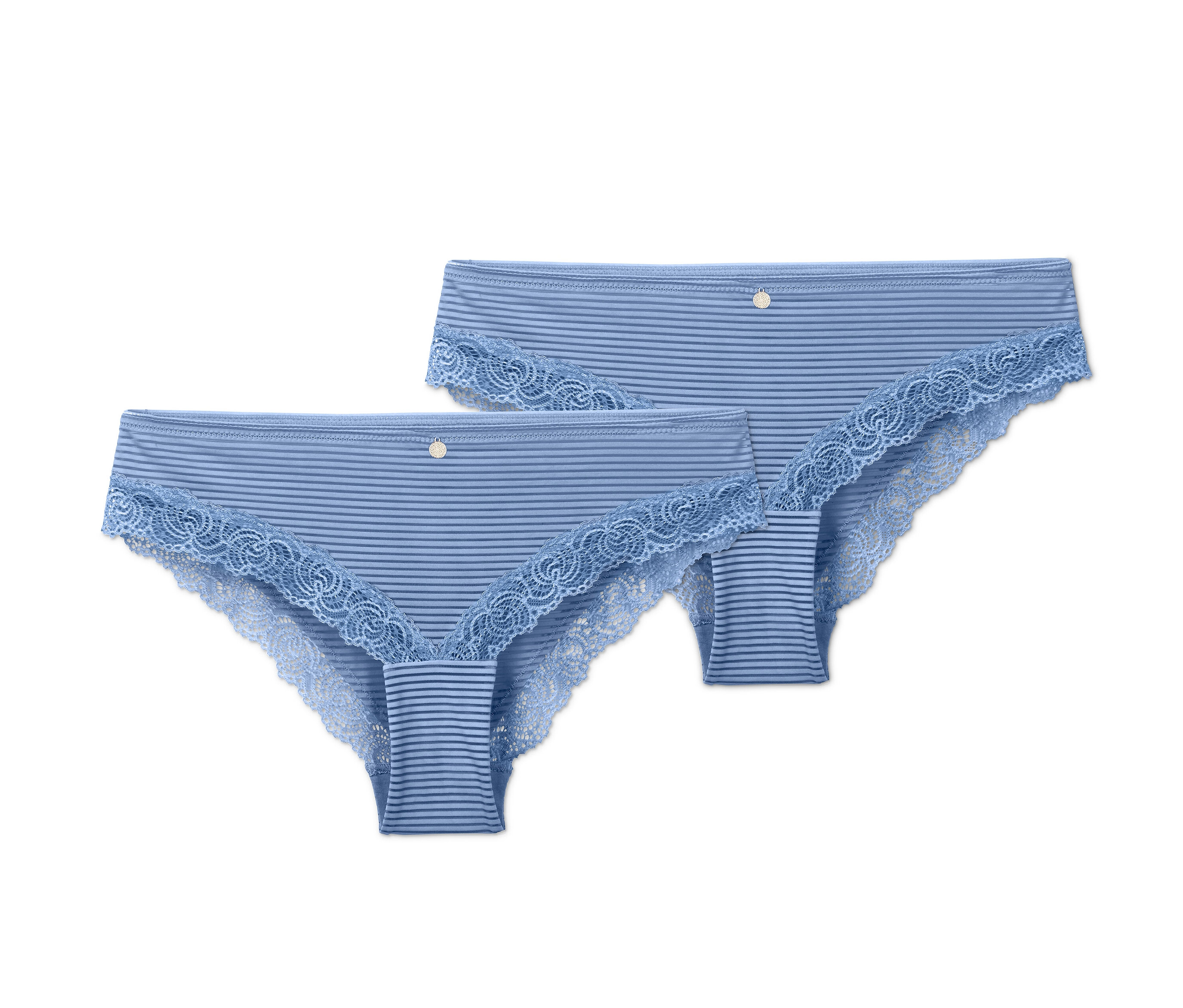Tchibo - 2 Brazil-Slips - Damen - Gr. L - blau/gestreift