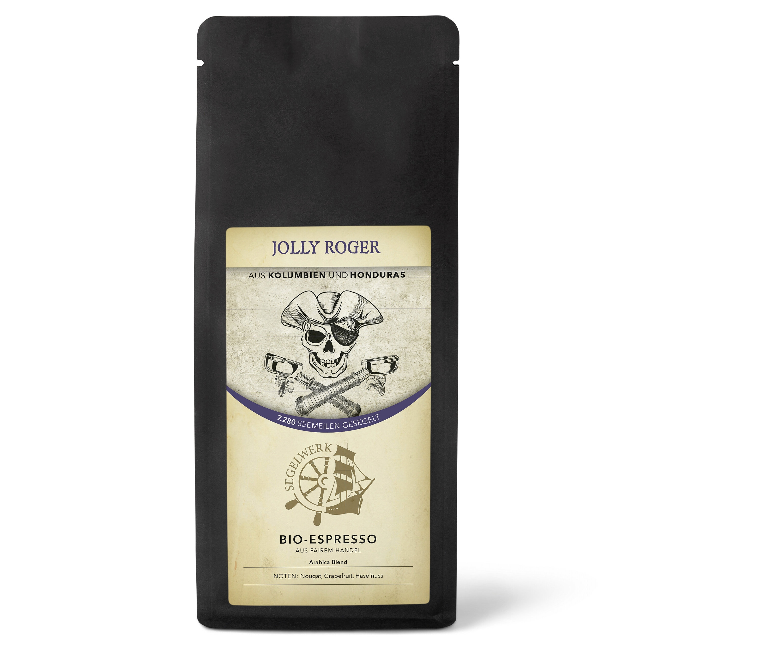 Segelwerk - Jolly Roger Espresso Bio - 250 g Ganze Bohne - Intensität: 5/6