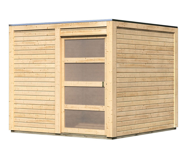 Karibu Gerätehaus mit Schiebetür - 246x246x214cm - braun - Holz / Fichtenholz