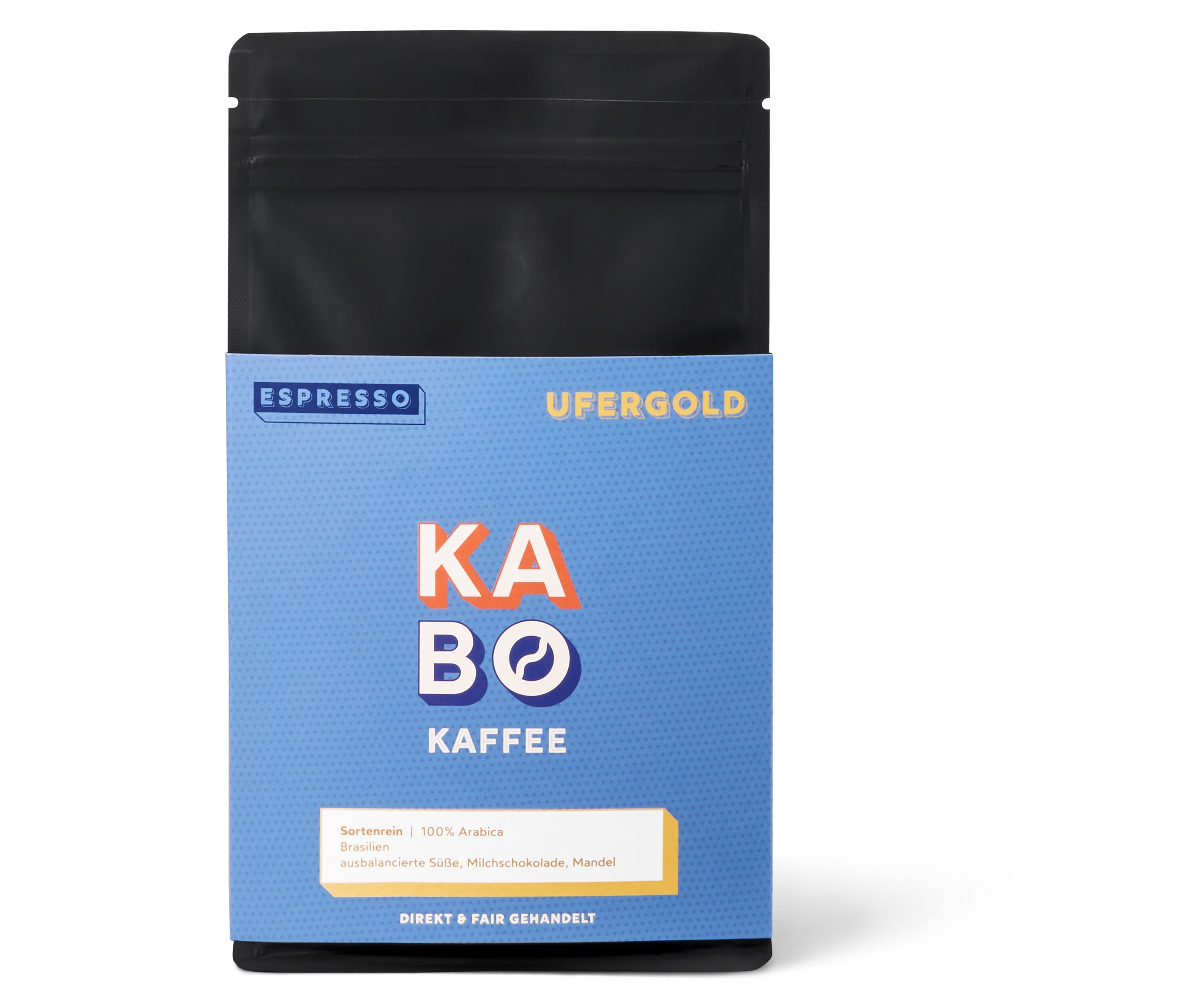 Kabo - Ufergold Espresso - 250 g Ganze Bohne - Intensität: 4/6