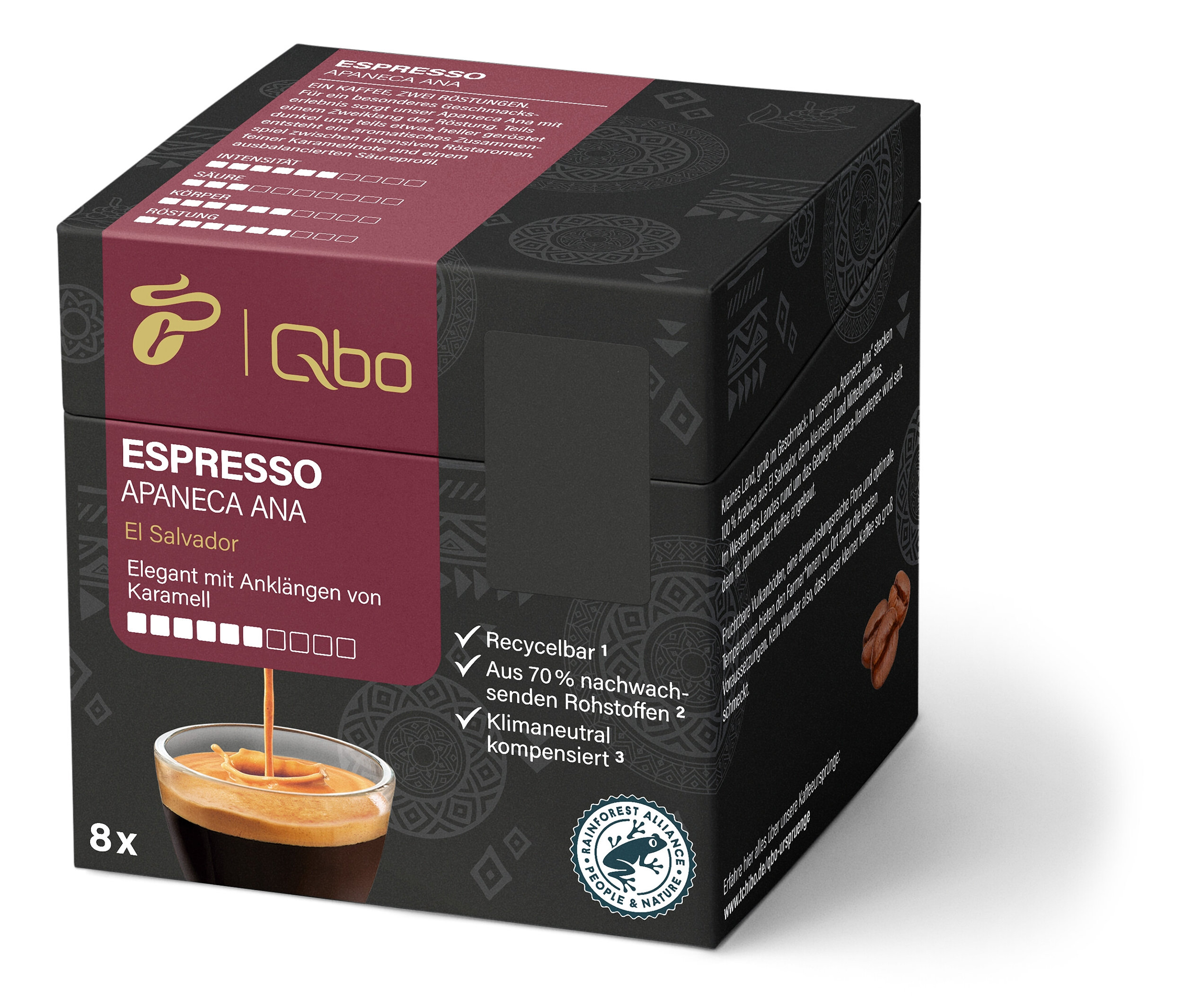 Qbo Espresso Apaneca ANA - 8 Kapseln - Intensität: 6/10