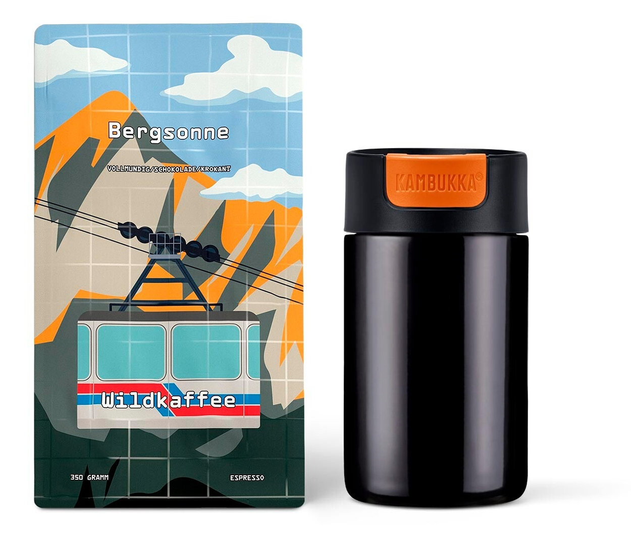 Kaffee-Geschenkset “Höhenluft” – 1 x 350 g Espresso Ganze Bohne und Kambukka Becher