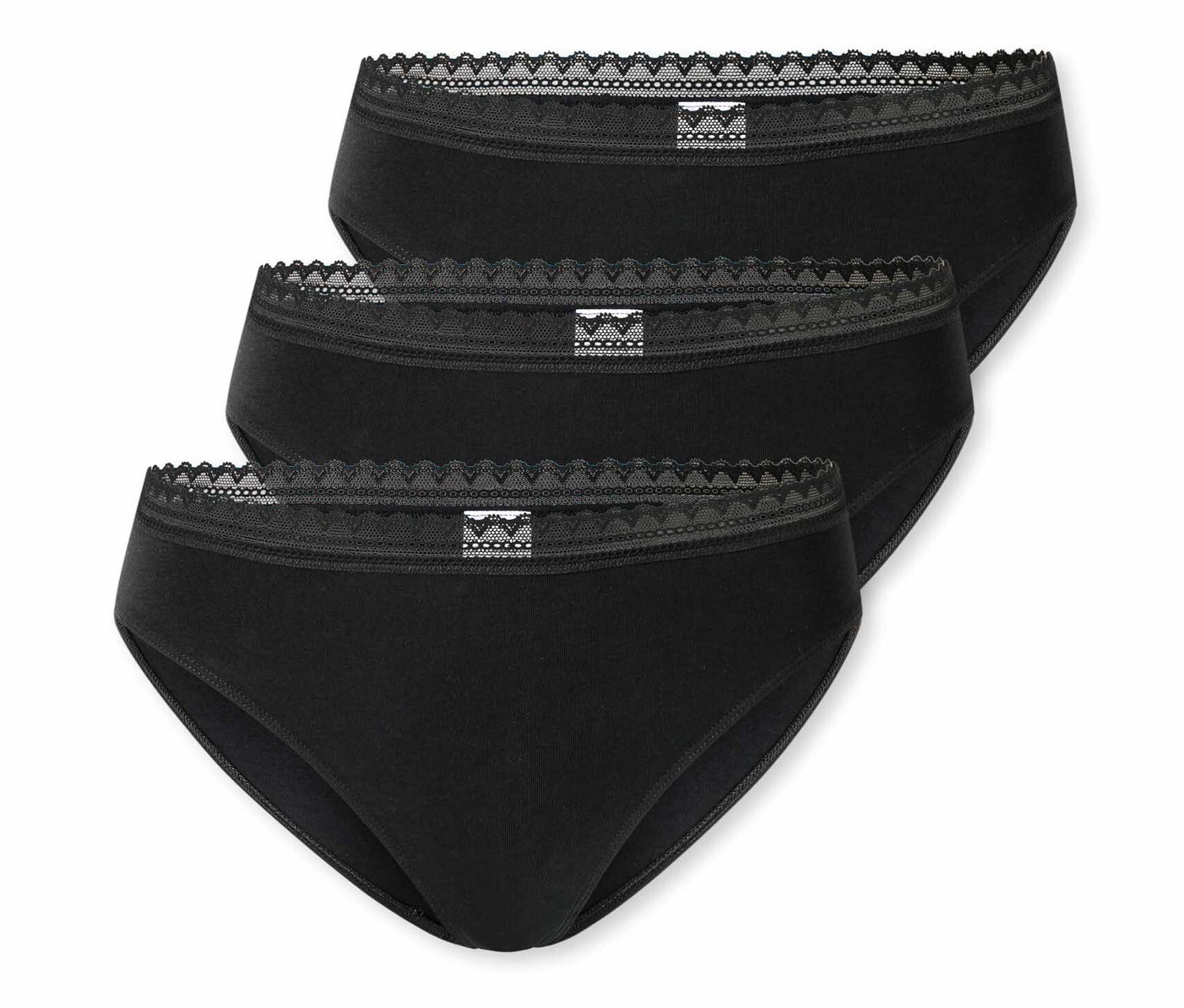 3 Schiesser Rio-Slips - Damen - Gr. 36 - schwarz