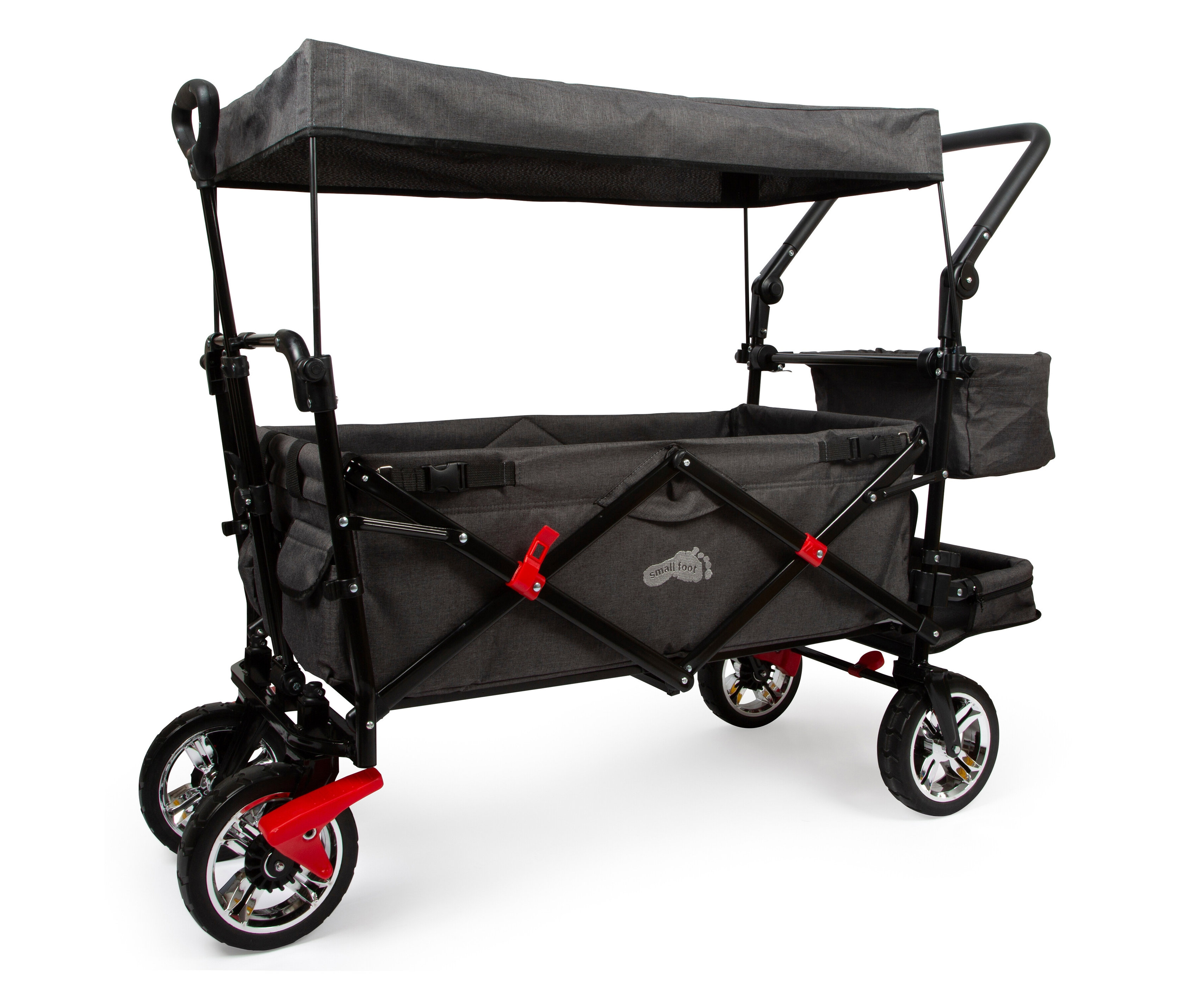 small foot Bollerwagen mit Dach und Regencover - dunkelgrau