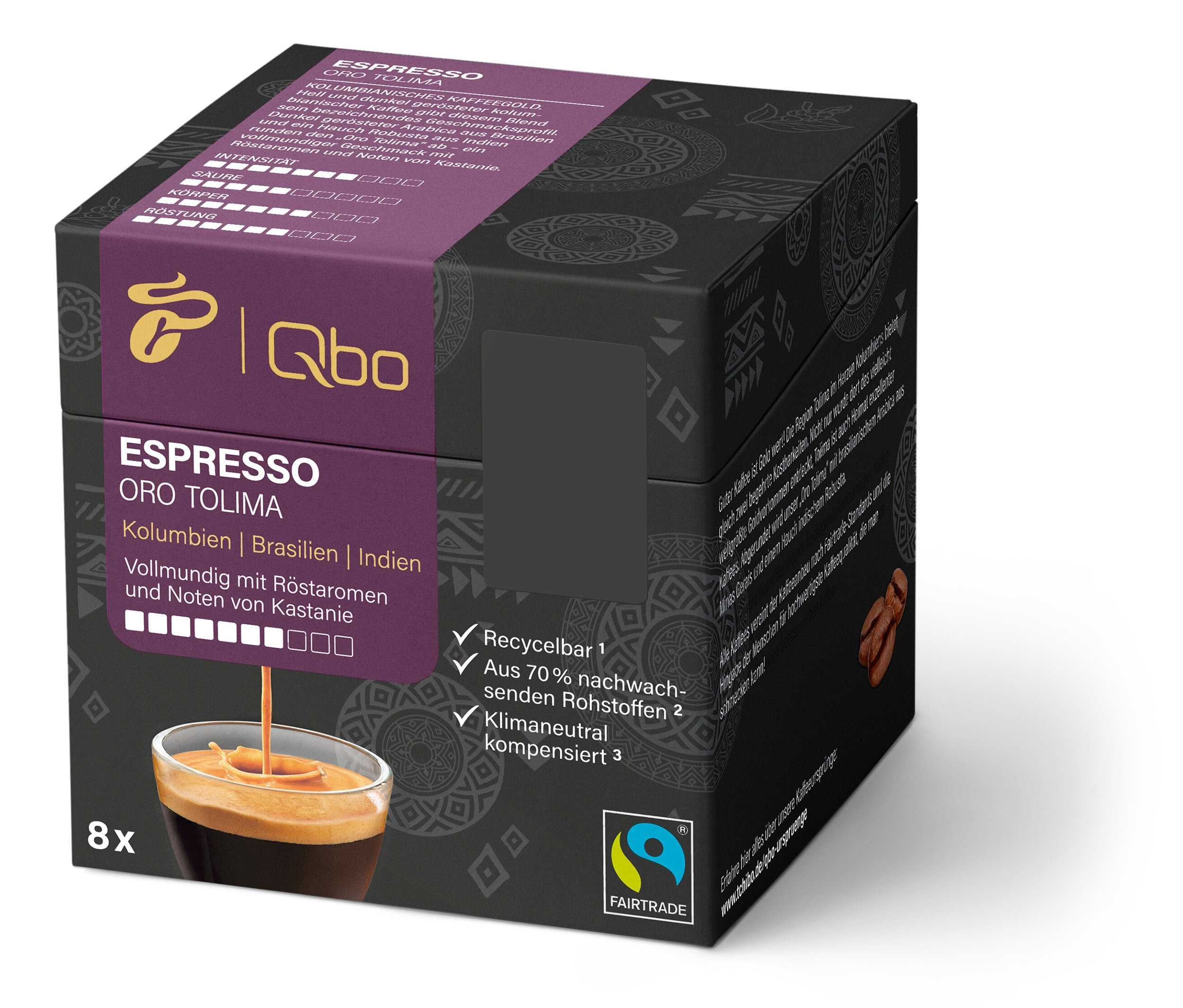 Qbo Espresso ORO Tolima - 8 Kapseln - Intensität: 7/10