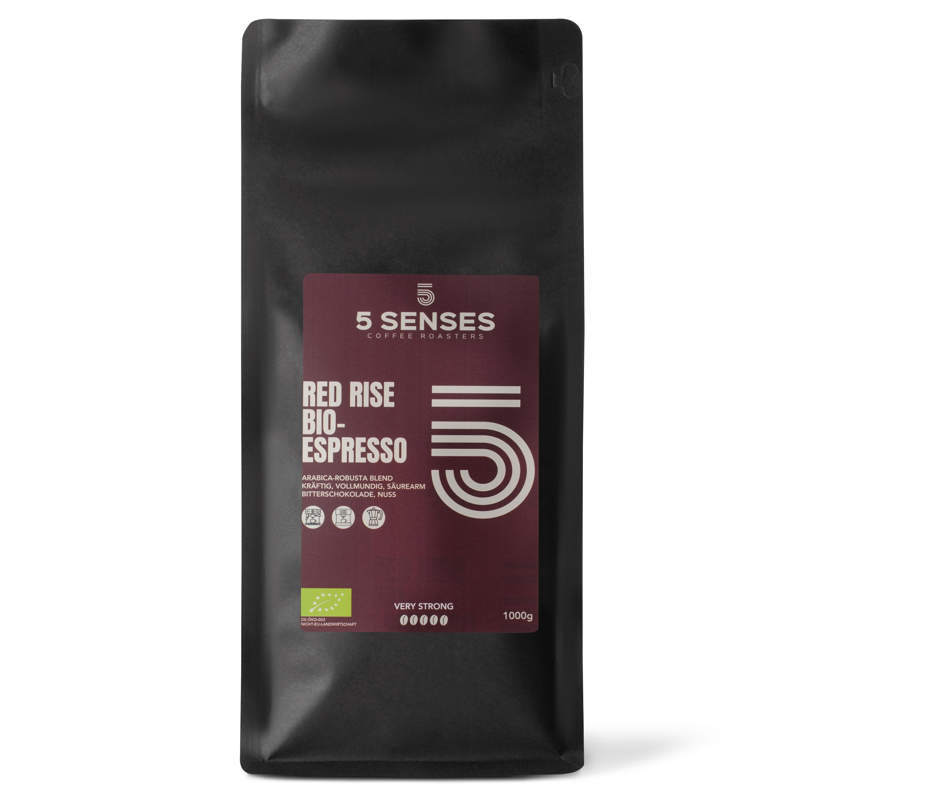 5 Senses - Red Rise Bio-Espresso - 1 kg - Intensität: 6/6