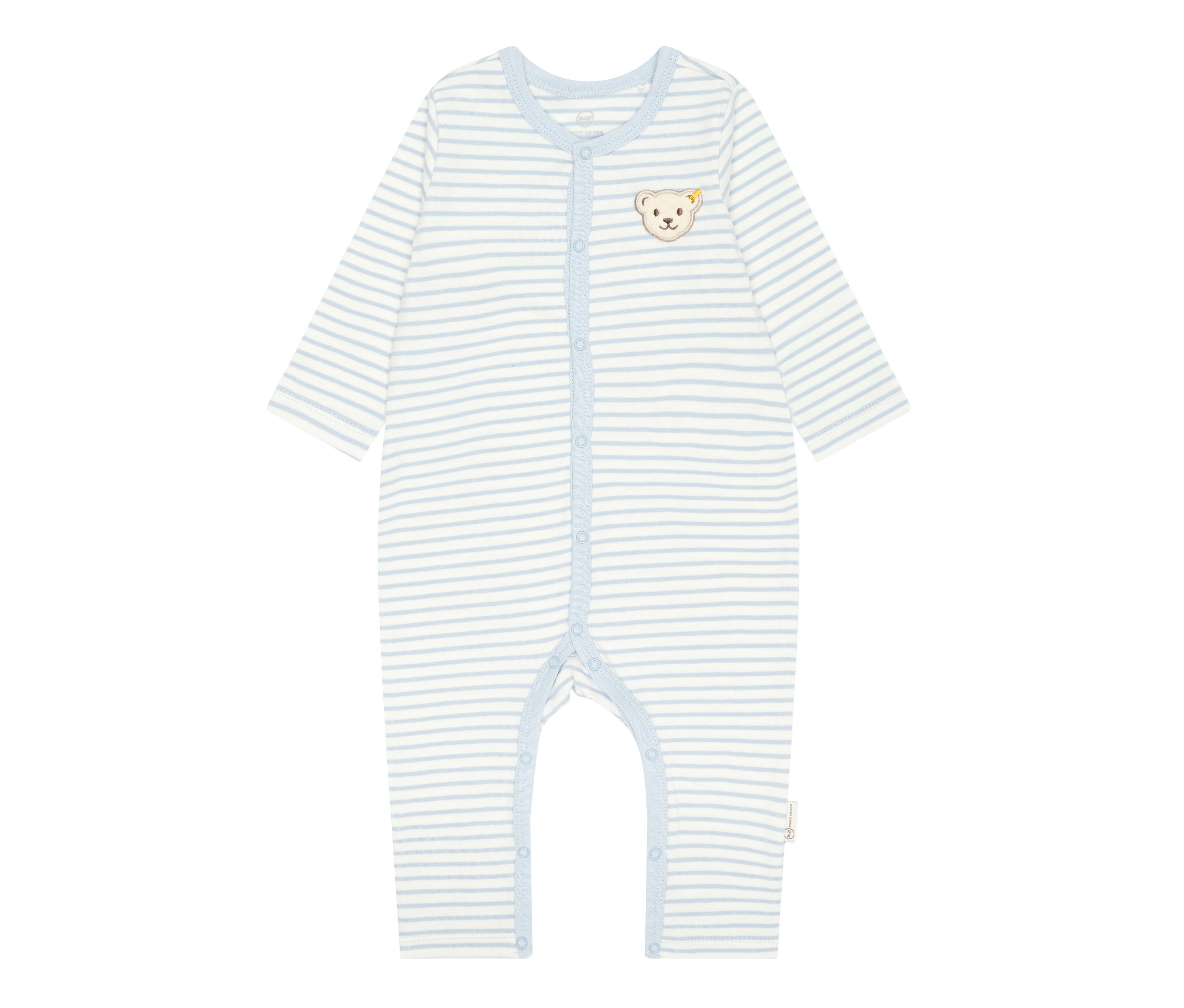 Steiff Baby-Strampler mit Knopfleiste - Gr. 80 - hellblau/gestreift
