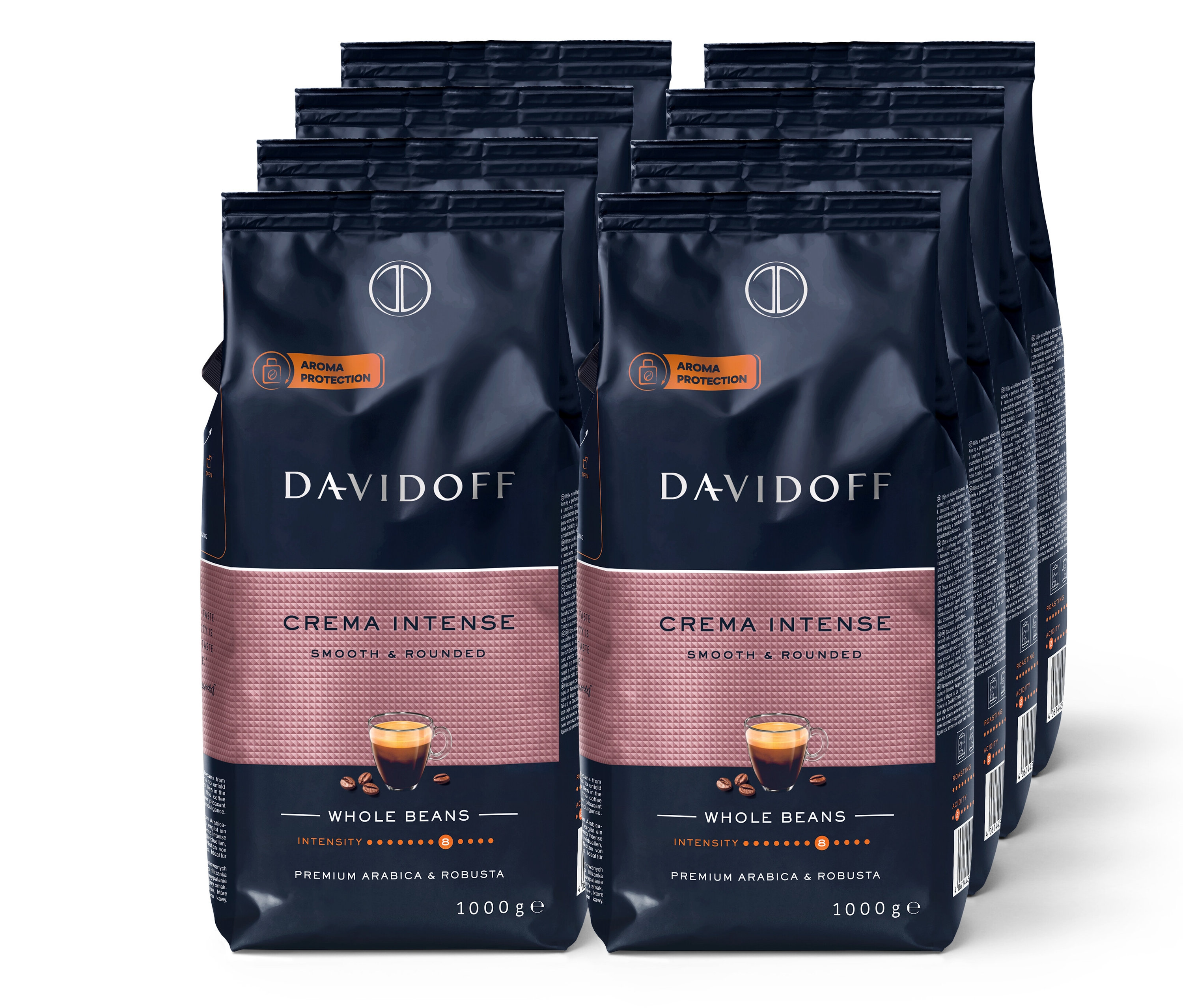 Tchibo - Davidoff Café Crema Intense - 8 x 1 kg Ganze Bohne - Intensität: 8/12