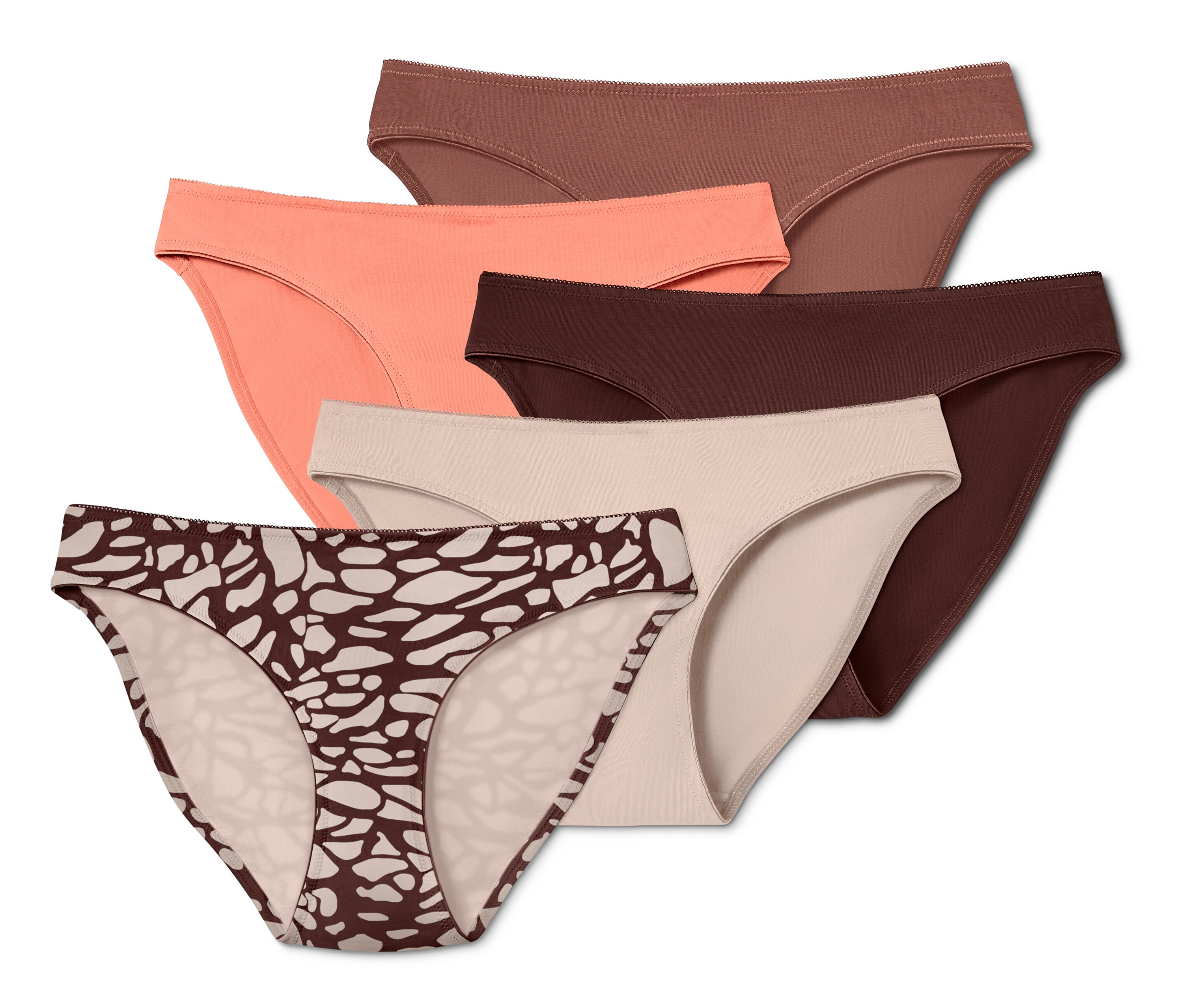 Tchibo - 5 Slips - Damen - Gr. S - hellbraun