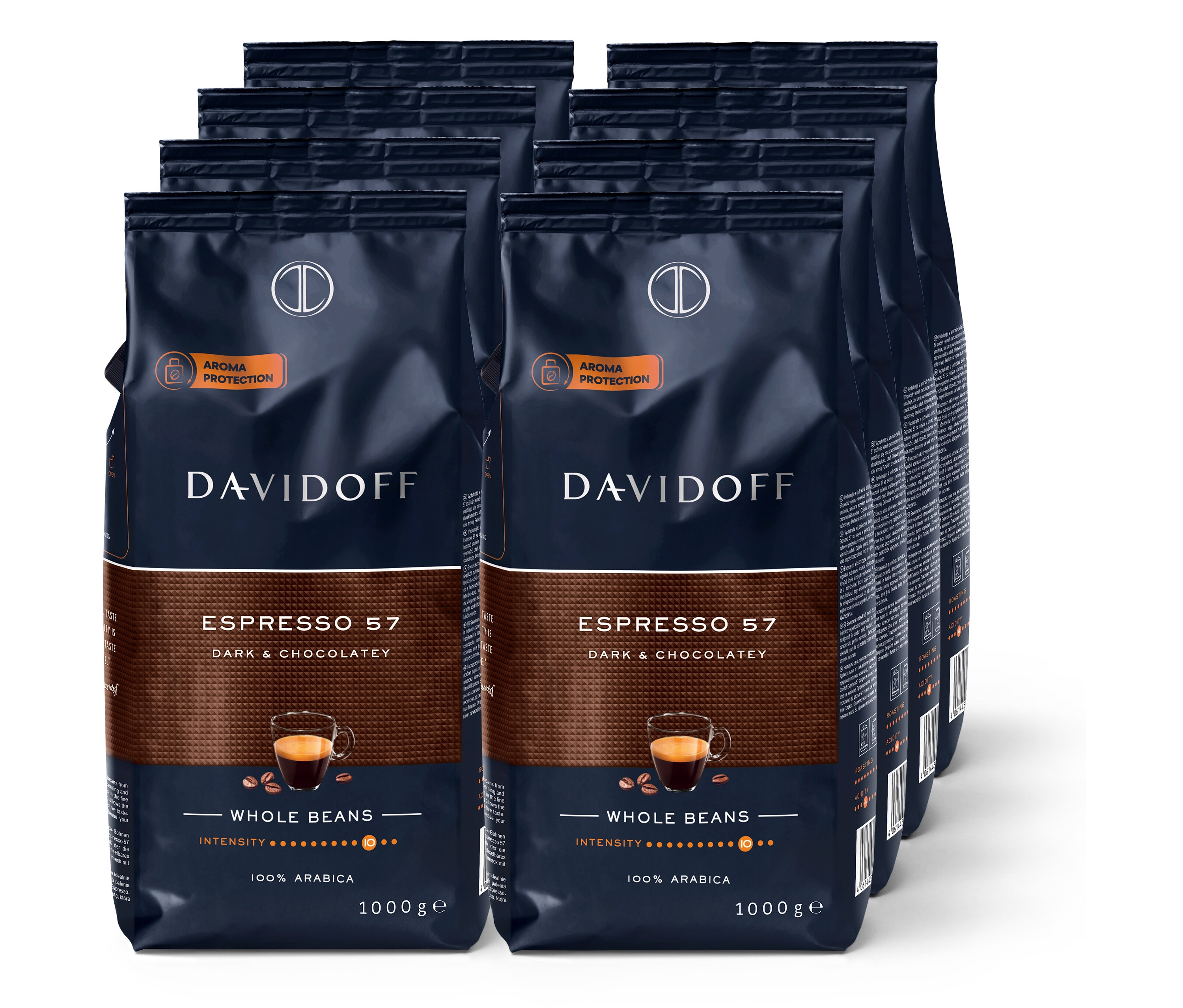 Tchibo - Davidoff Café Espresso 57 - 8 x 1 kg Ganze Bohne - Intensität: 10/12