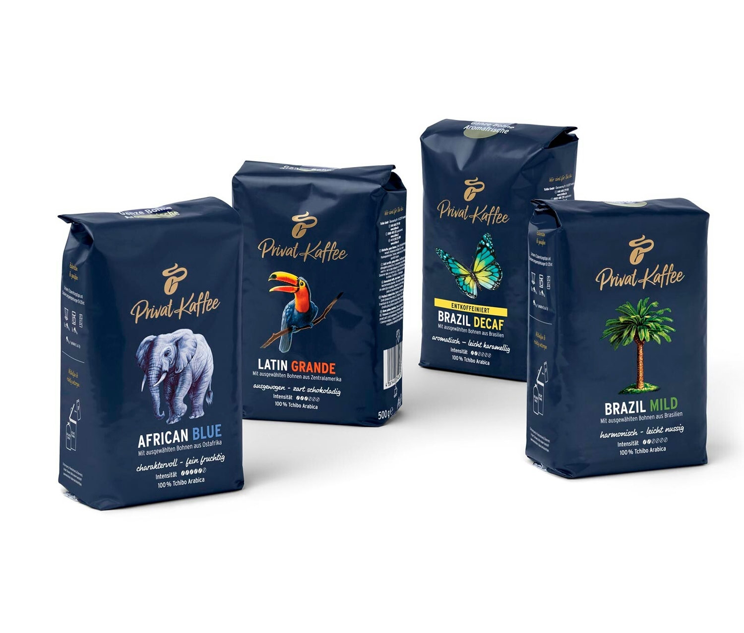 Tchibo - Privat Kaffee Probierset - 4 x 500 g Ganze Bohne