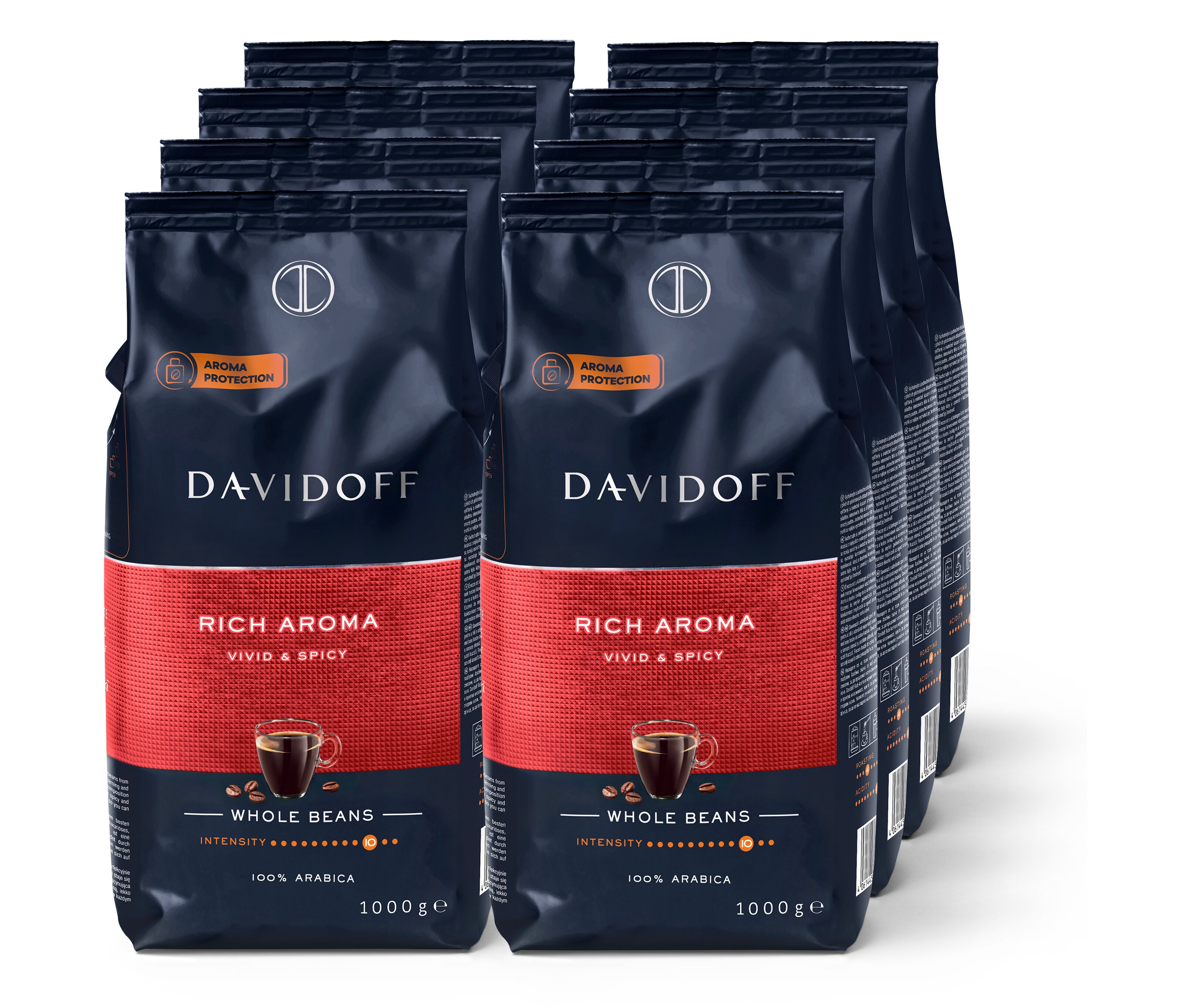 Tchibo - Davidoff Café Rich Aroma - 8 x 1 kg Ganze Bohne - Intensität: 10/12