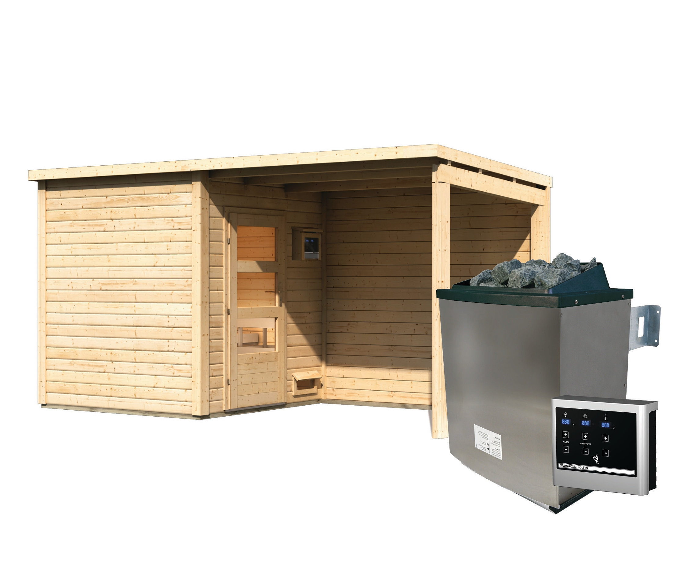 Karibu Saunahaus-Set »Rahlau A« - naturfarben