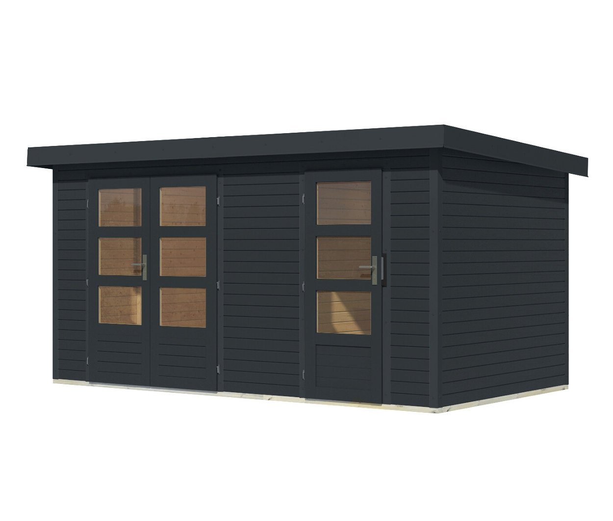 Karibu Gerätehaus mit 2 Räumen - 400,5x213,5x209cm - anthrazit - Fichtenholz / Stahl