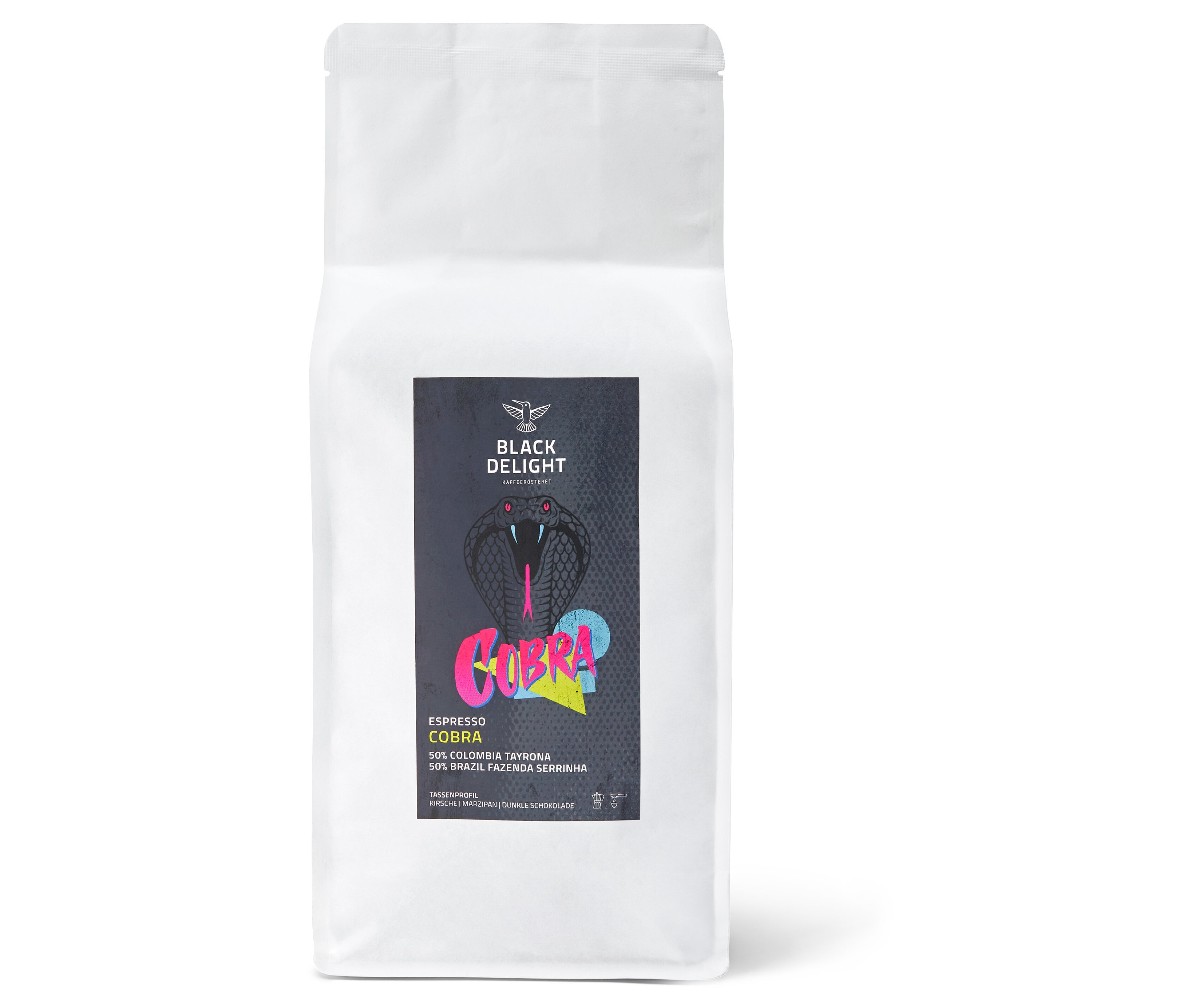 Black Delight - Cobra Blend Espresso - 1 kg Ganze Bohne - Intensität: 5/6