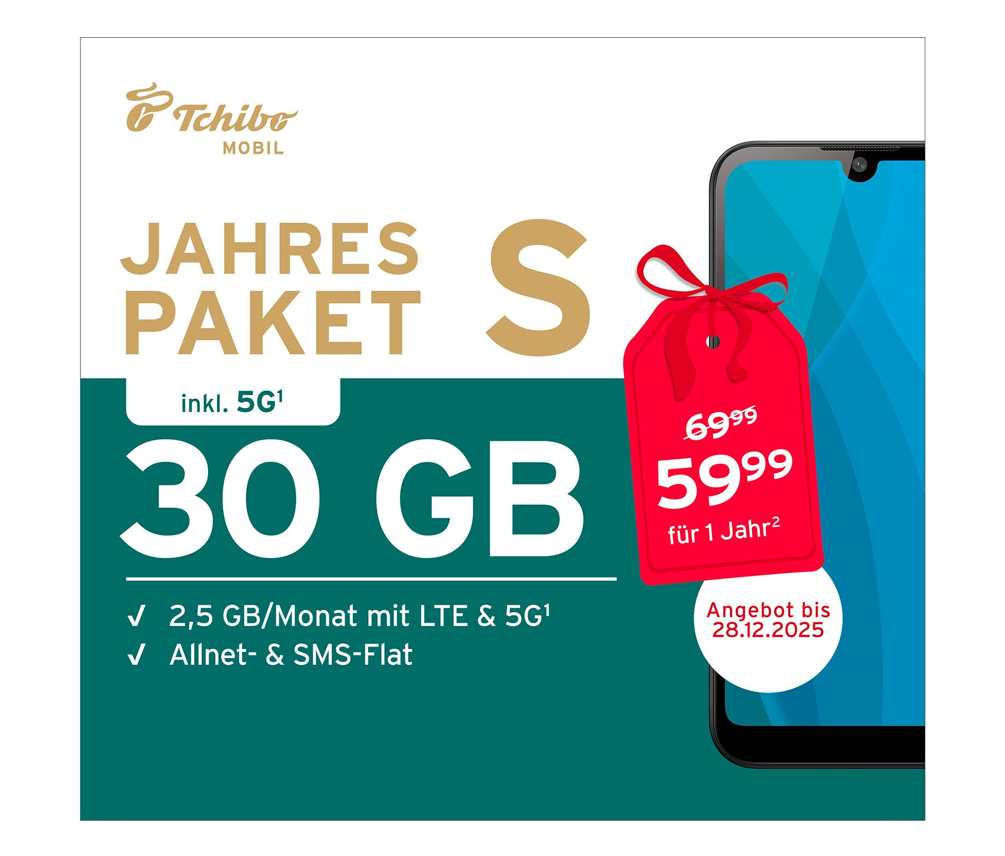 Tchibo - Jahrespaket S mit 30 GB ohne SIM-Karte