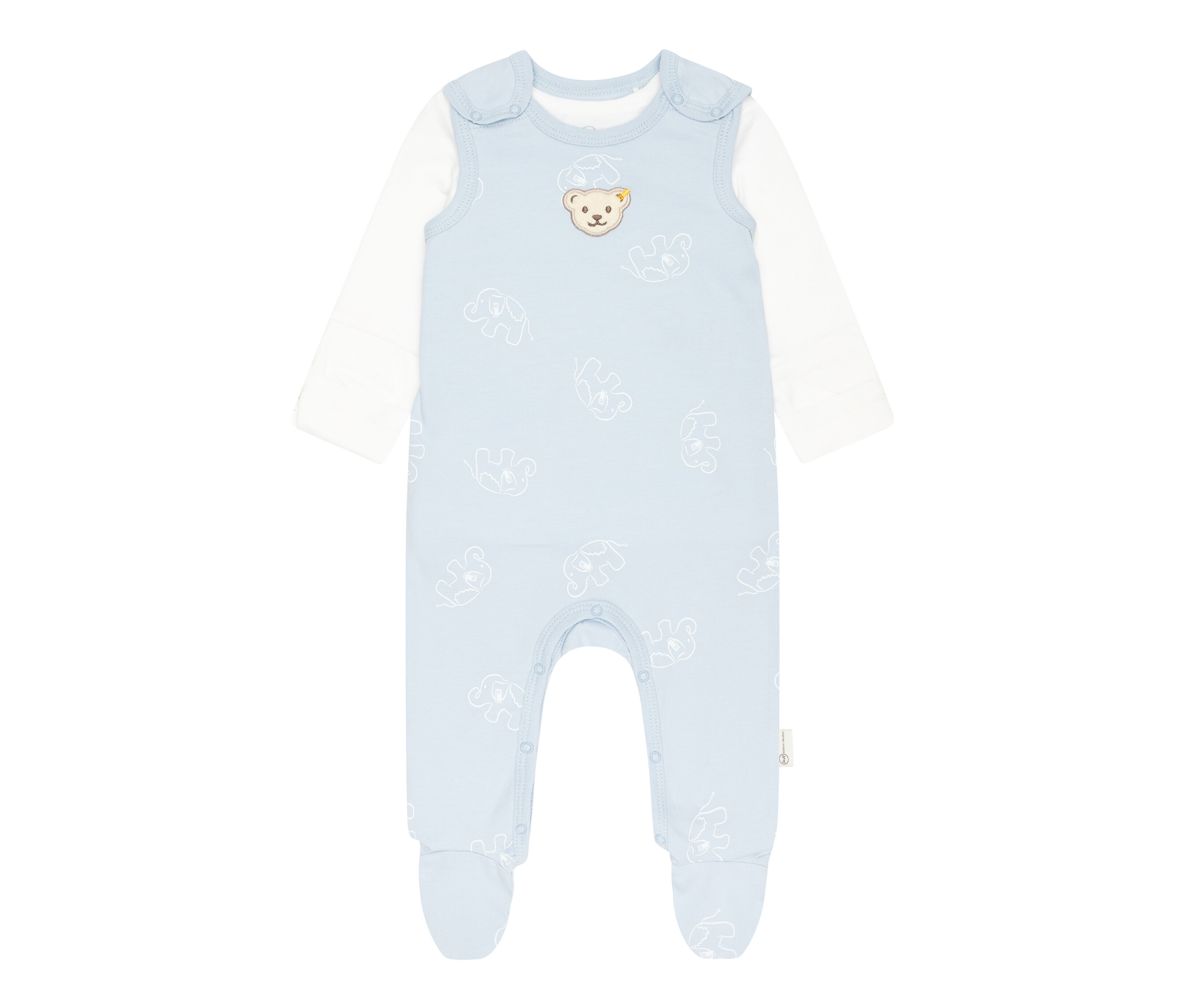 Steiff 2 Baby-Strampler - Herren - Gr. 74 - offwhite/print