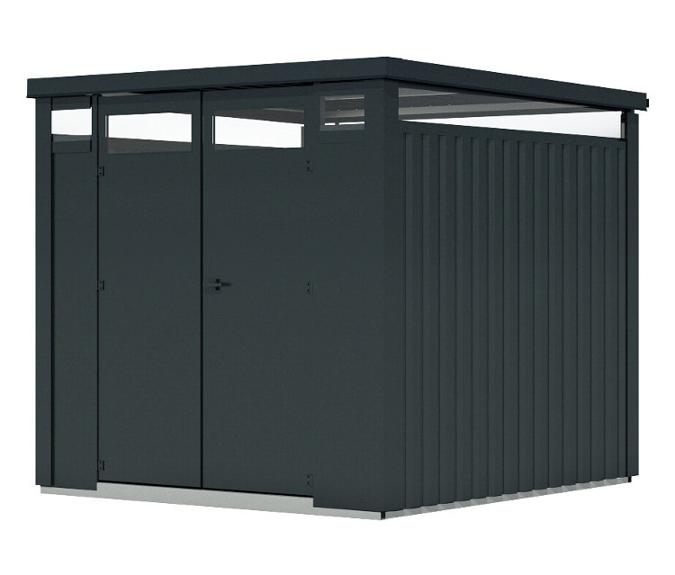 Karibu Metall-Gerätehaus - 232x229,5x218cm - anthrazit - Blech / Holz