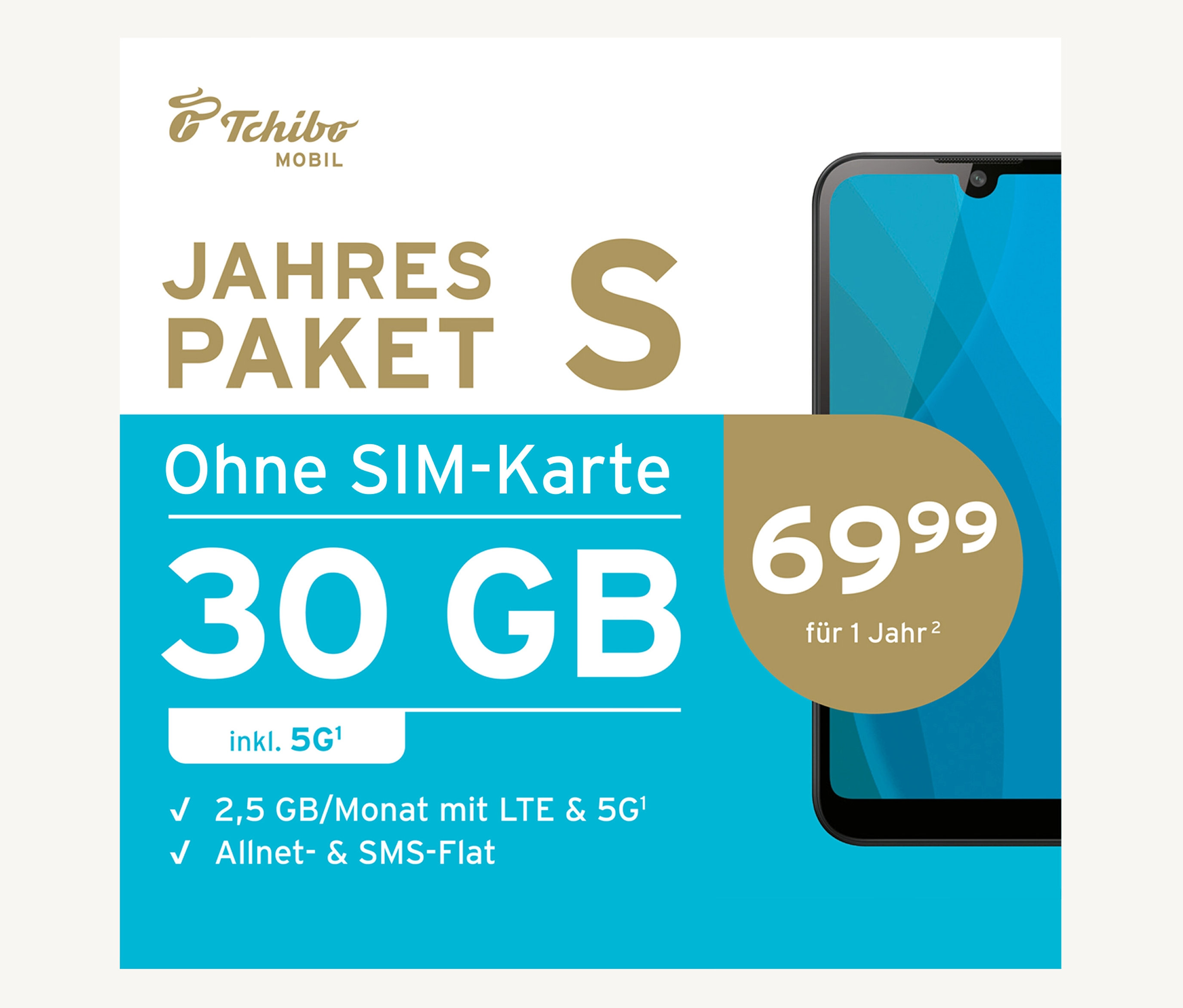 Tchibo - Jahrespaket S mit 30 GB ohne SIM-Karte