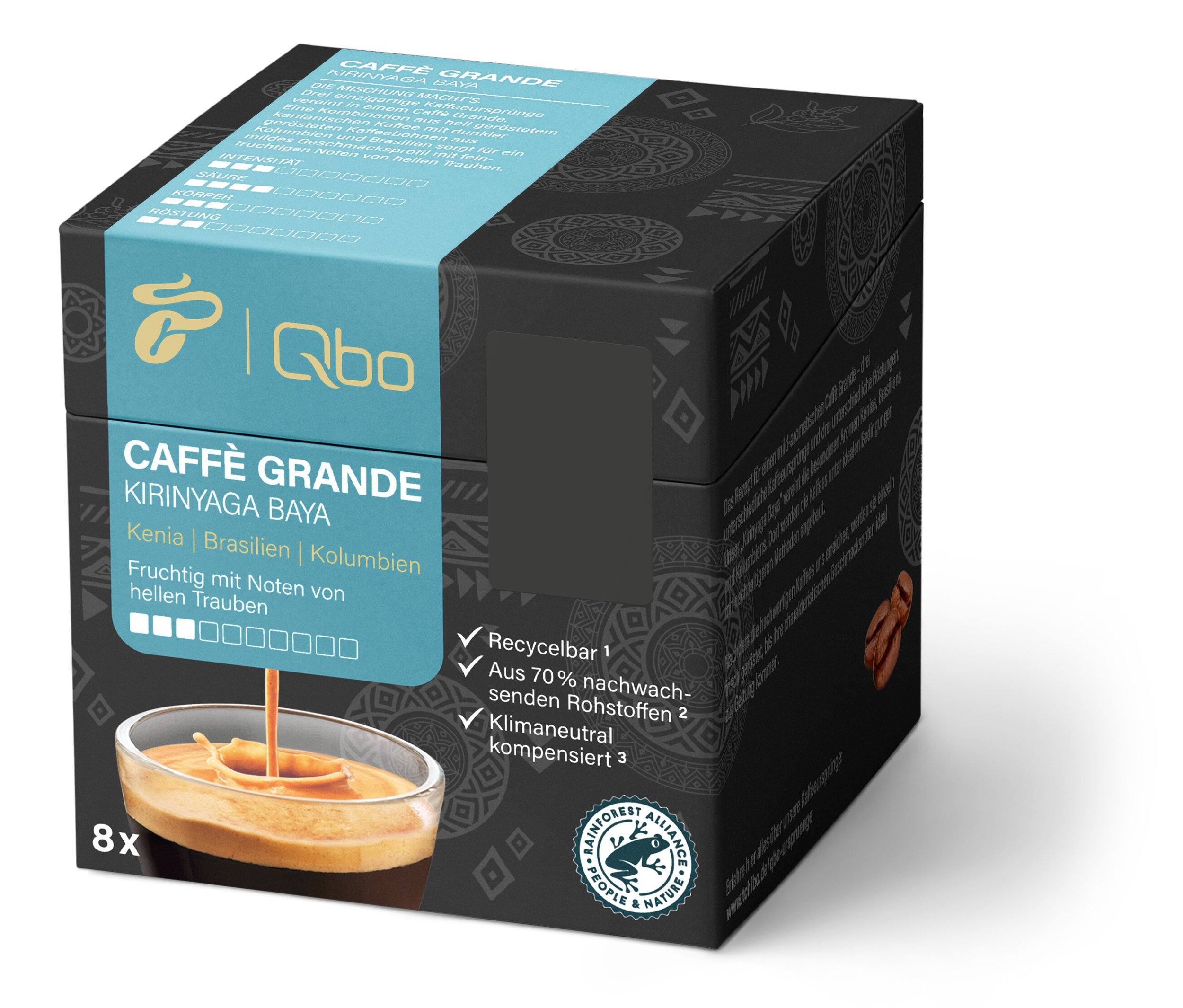 Qbo Caffè Grande Kirinyaga Baya - 8 Kapseln - Intensität: 3/10