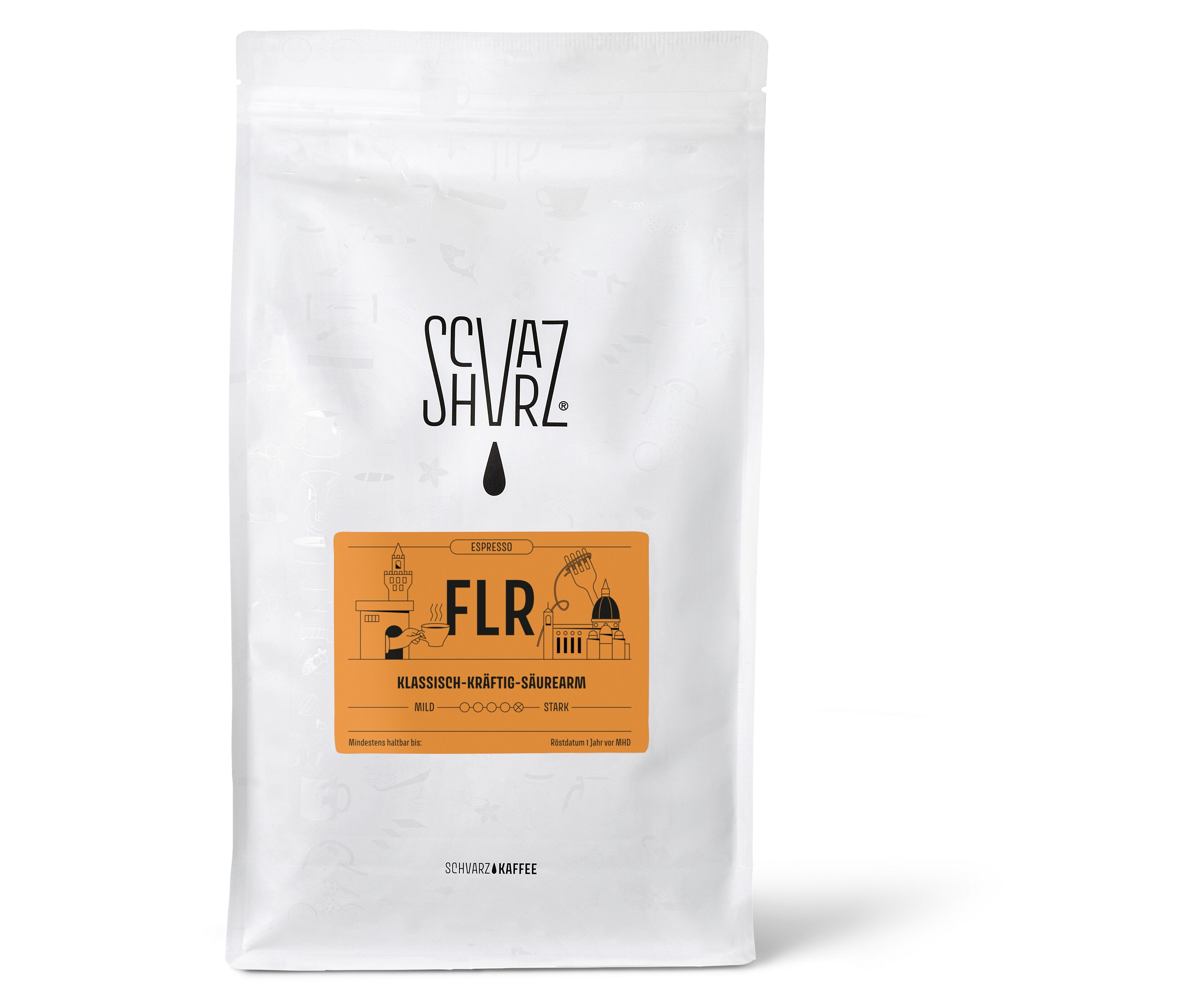 Schvarz - FLR Espresso - 1 kg Ganze Bohne - Intensität: 6/6