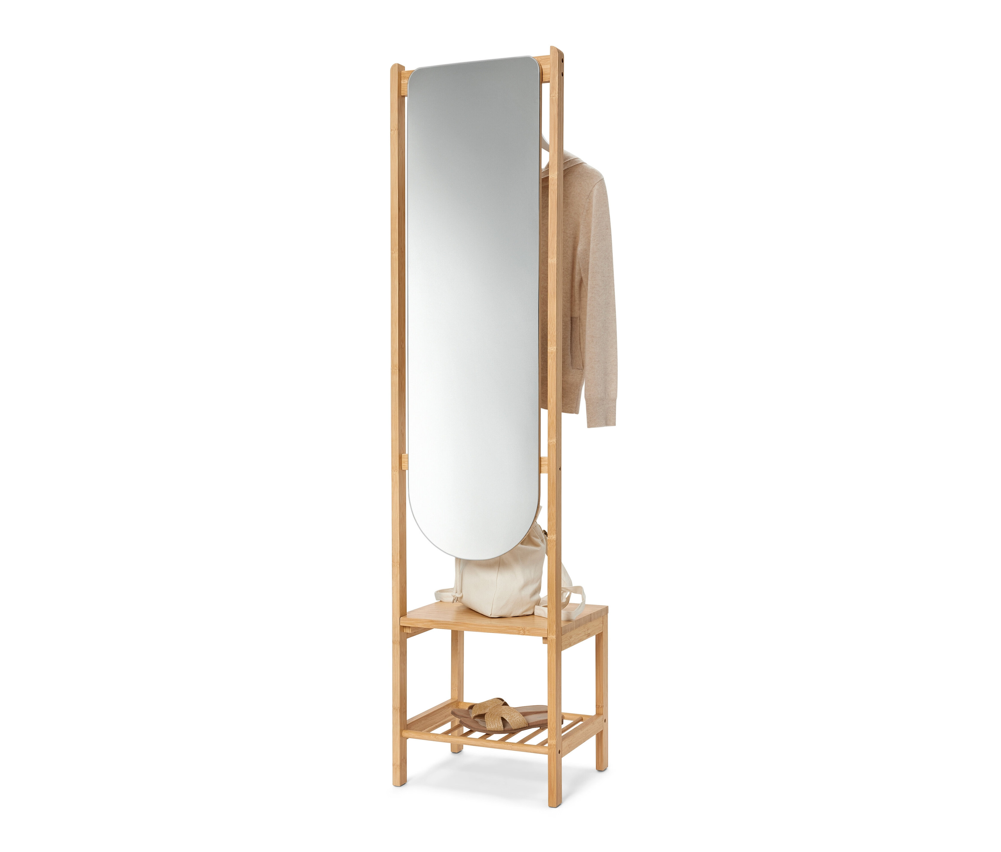 Tchibo - Garderobe mit Spiegel und Ablage - 44x38x180cm - naturfarben - Bambusholz