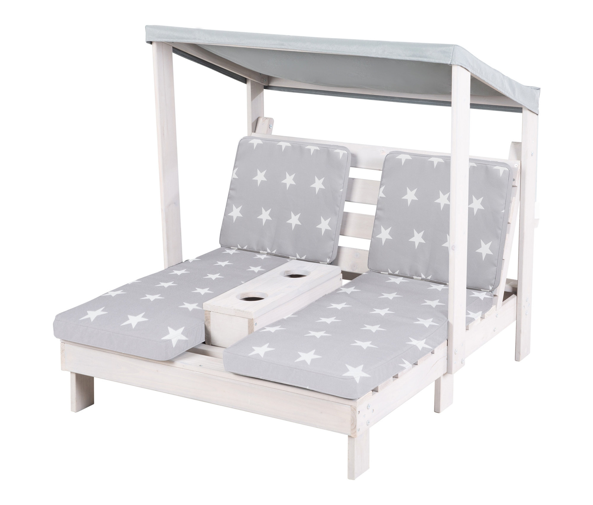 roba 2er-Gartenliege für Kinder - 85x91x88cm - grau - Holz