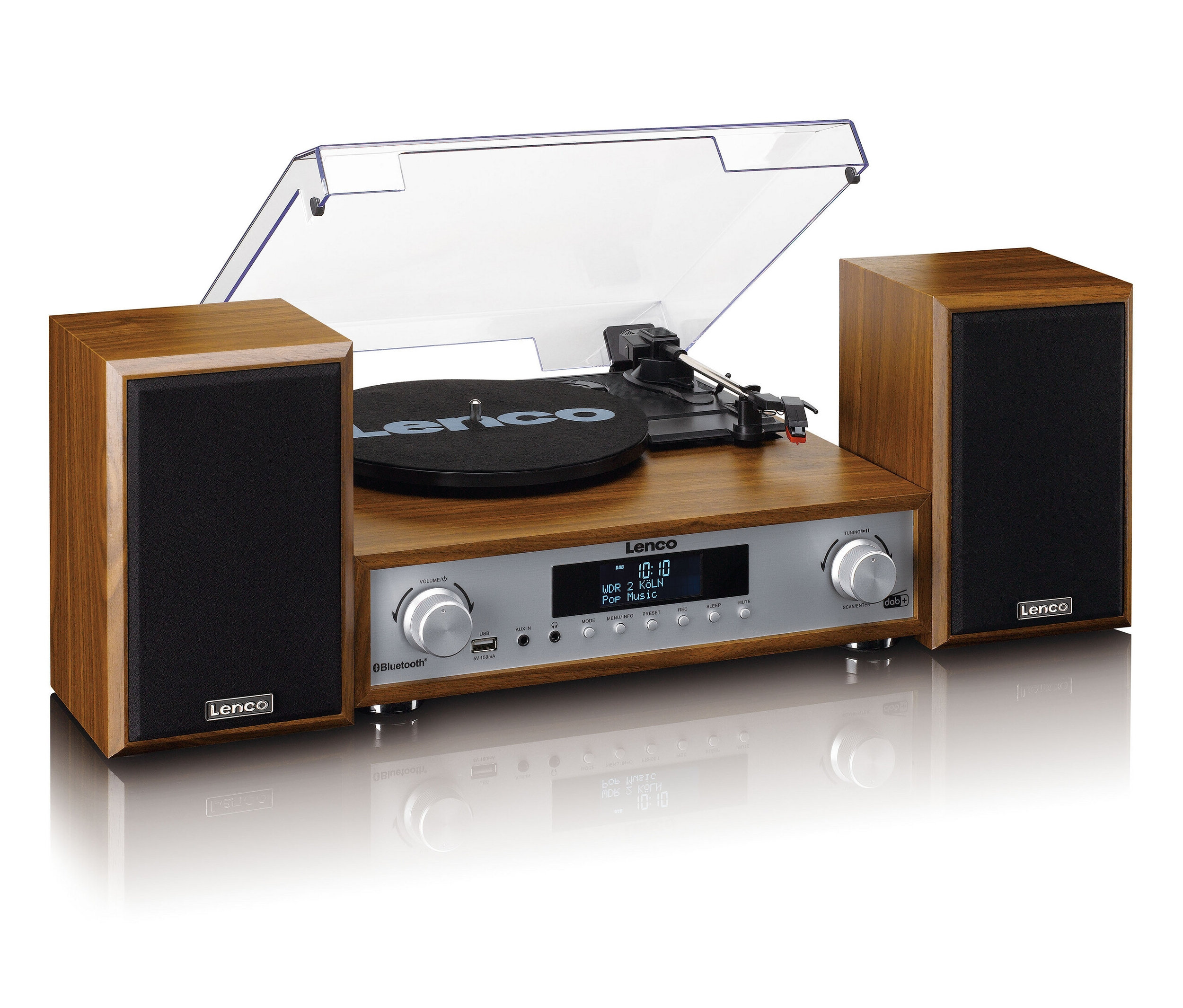 Lenco Stereoanlage mit Plattenspieler - silber