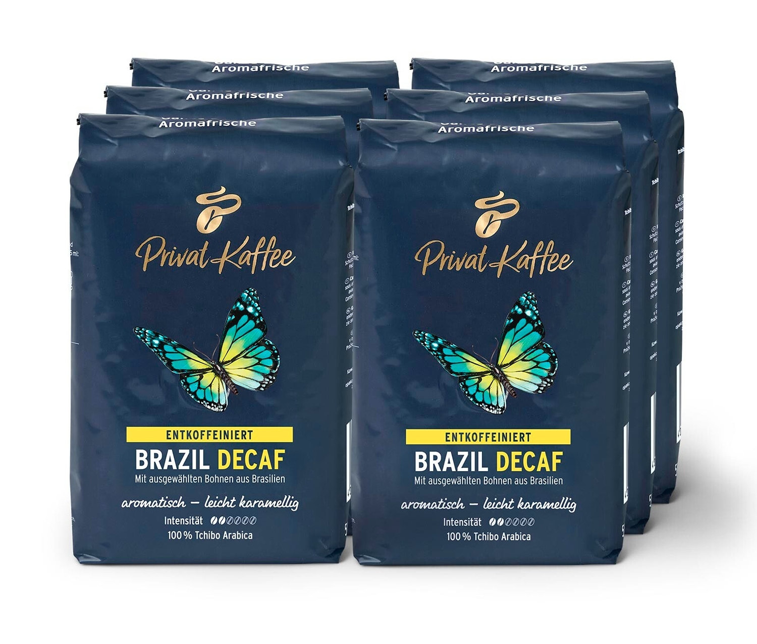 Tchibo - Privat Kaffee Brazil Decaf - 6 x 500 g Ganze Bohne - Intensität: 2/6