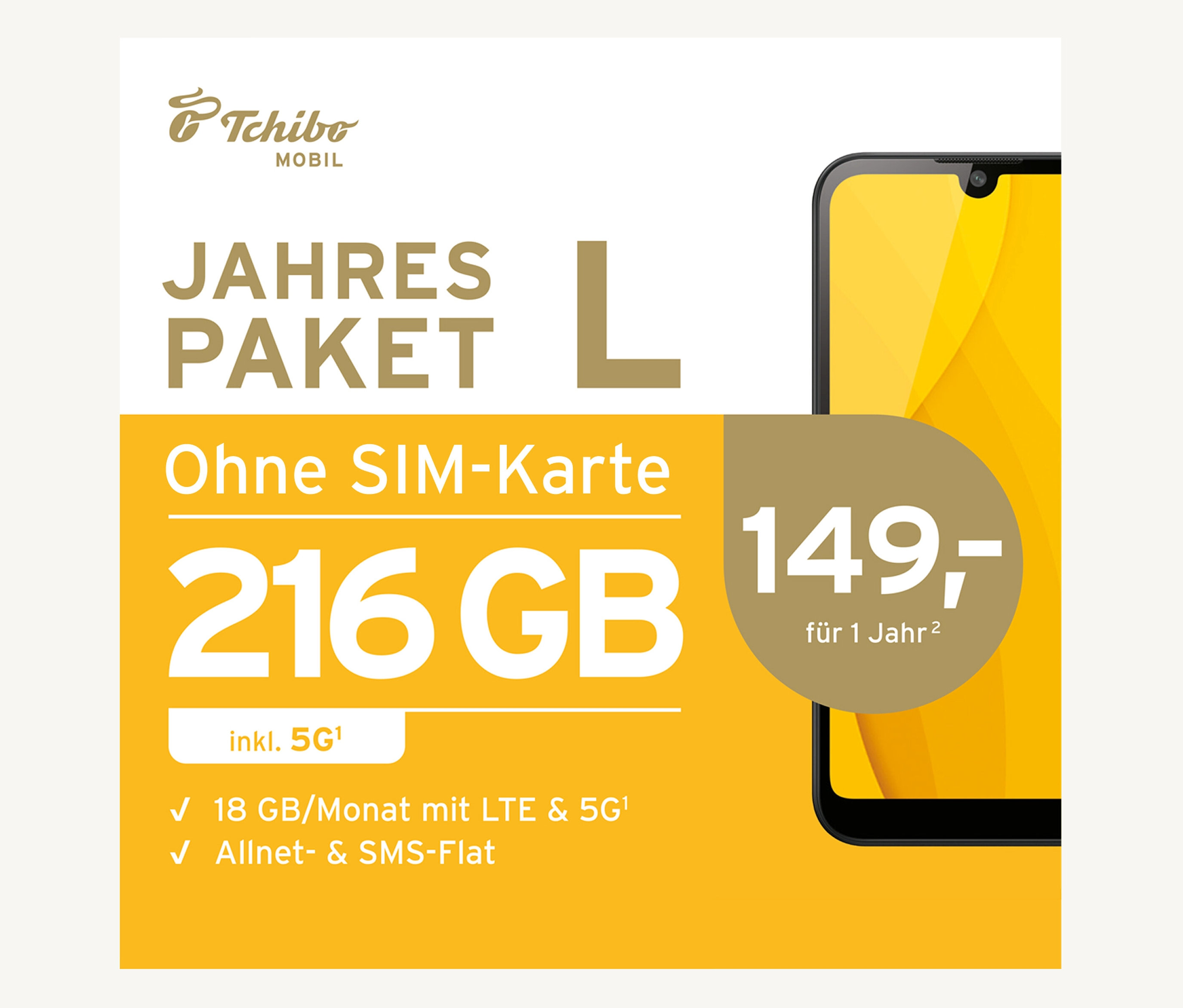Tchibo - Jahrespaket L mit 216 GB ohne SIM-Karte