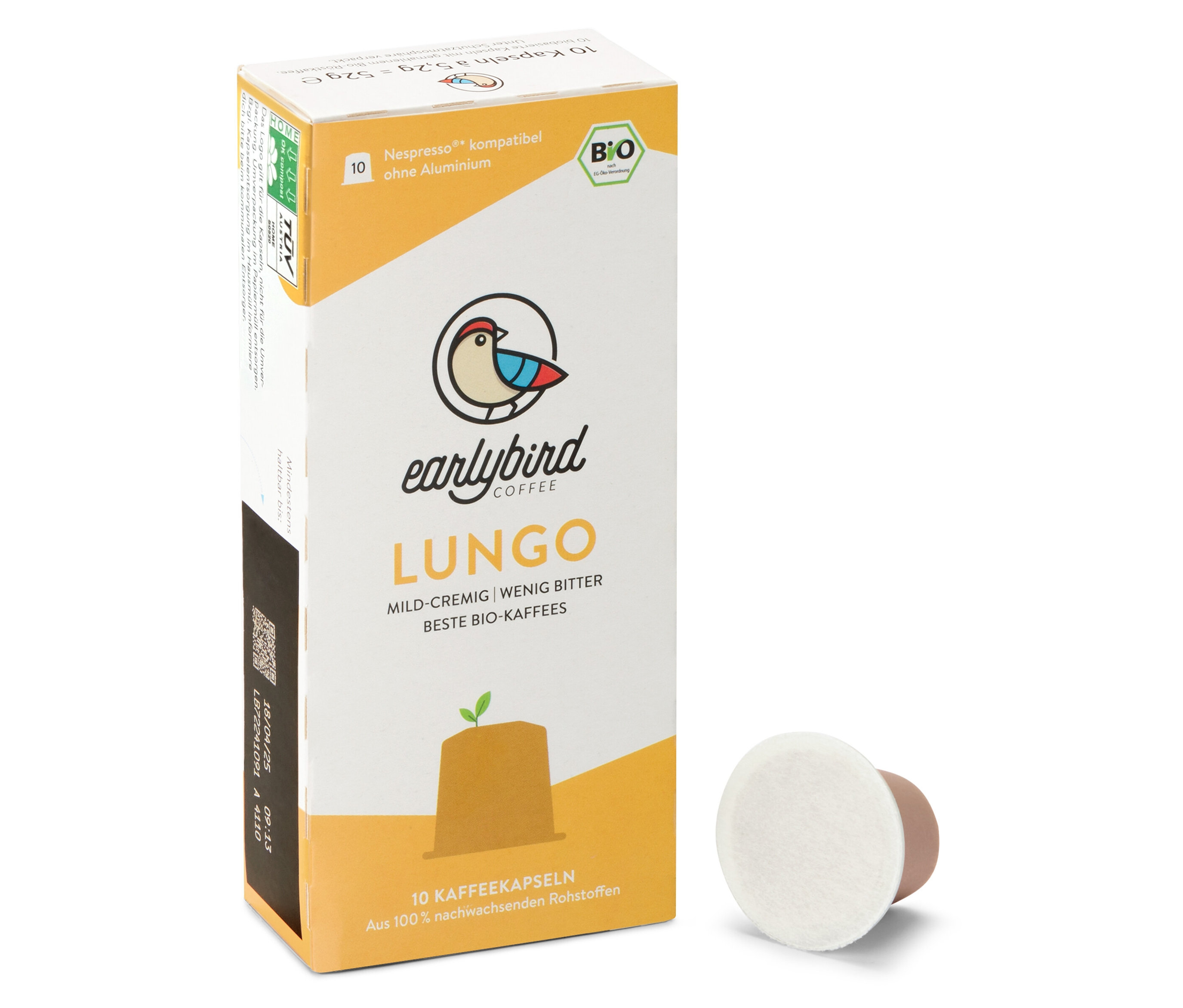 Tchibo - earlybird - Bio Lungo - 10 Kapseln - 10 Kapseln - Intensität: 3/6