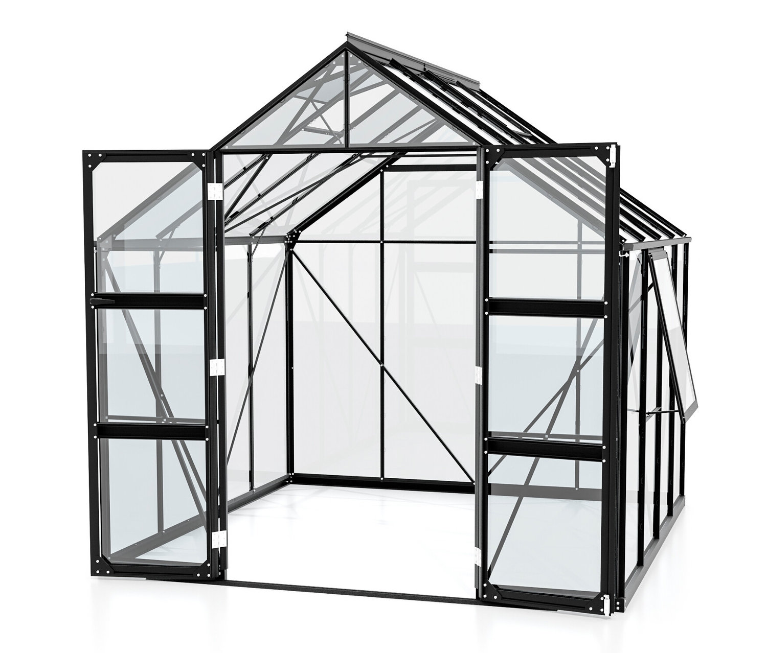 Vitavia Gewächshaus Olymp 6 - 257x261x260cm - schwarz - Aluminium / Glas