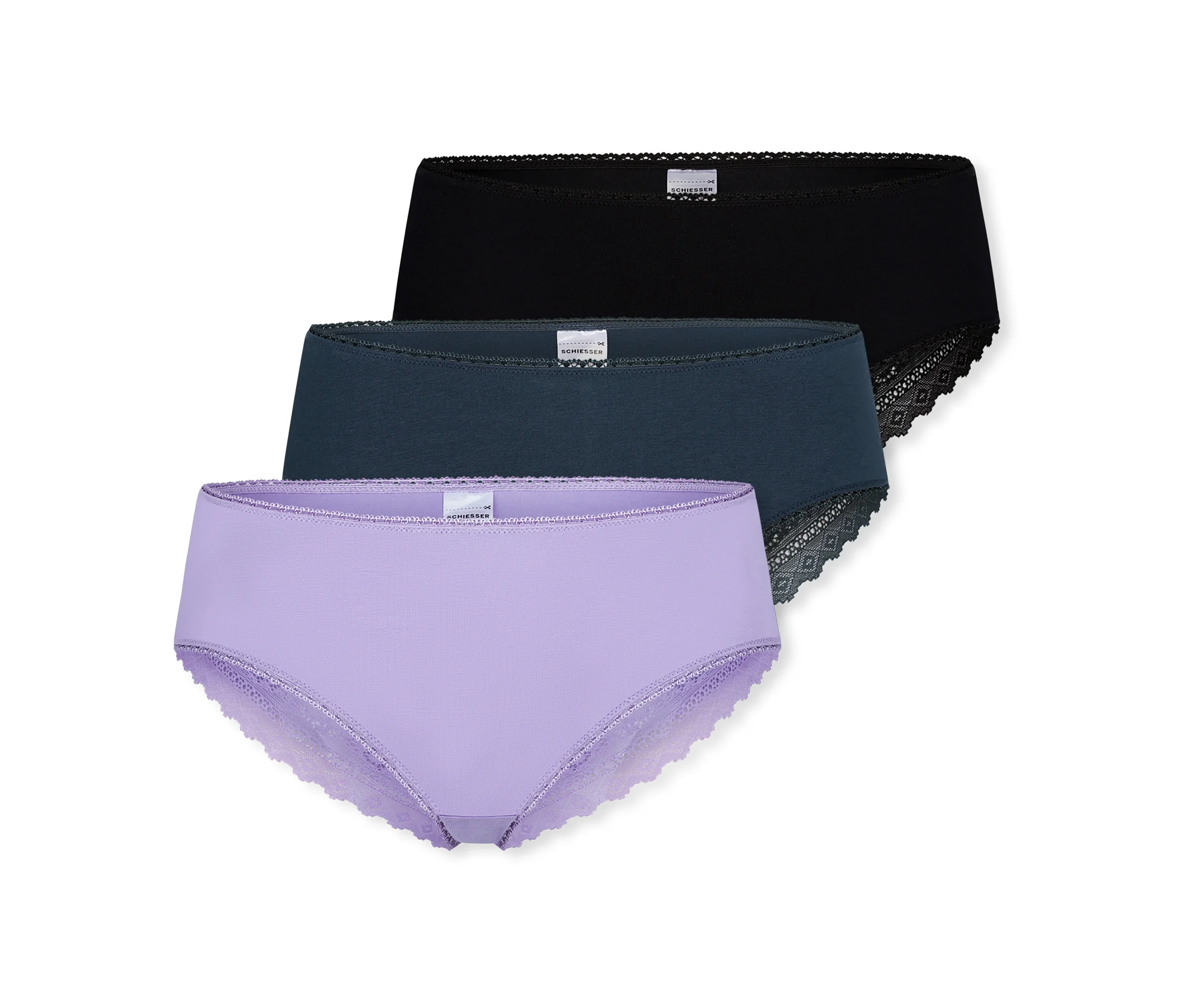 3 Schiesser Brazilian-Slips - Damen - Gr. 36 - dunkelblau