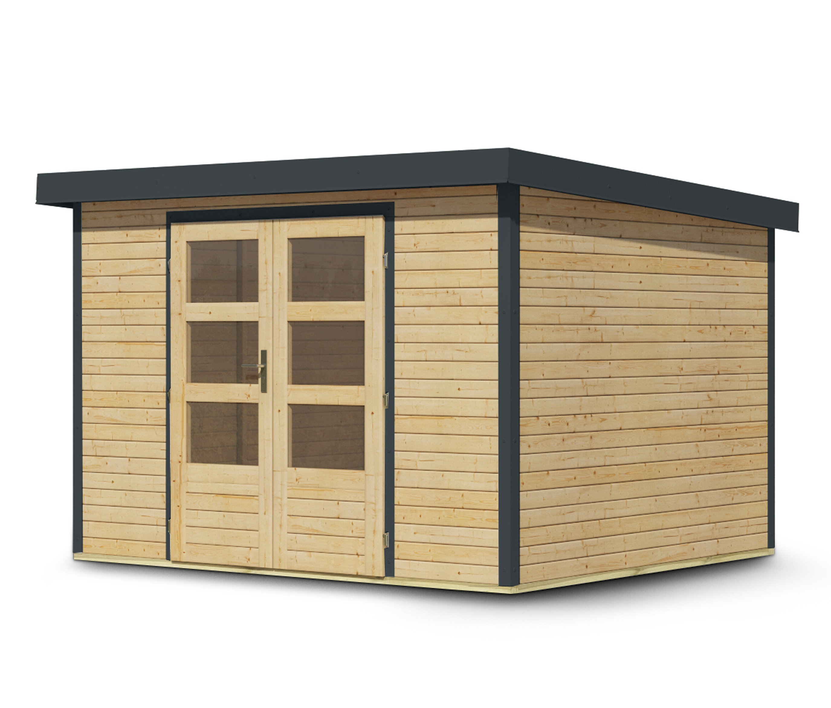 Karibu Gerätehaus - 298,5x242,5x209cm - anthrazit - Fichtenholz / Stahl