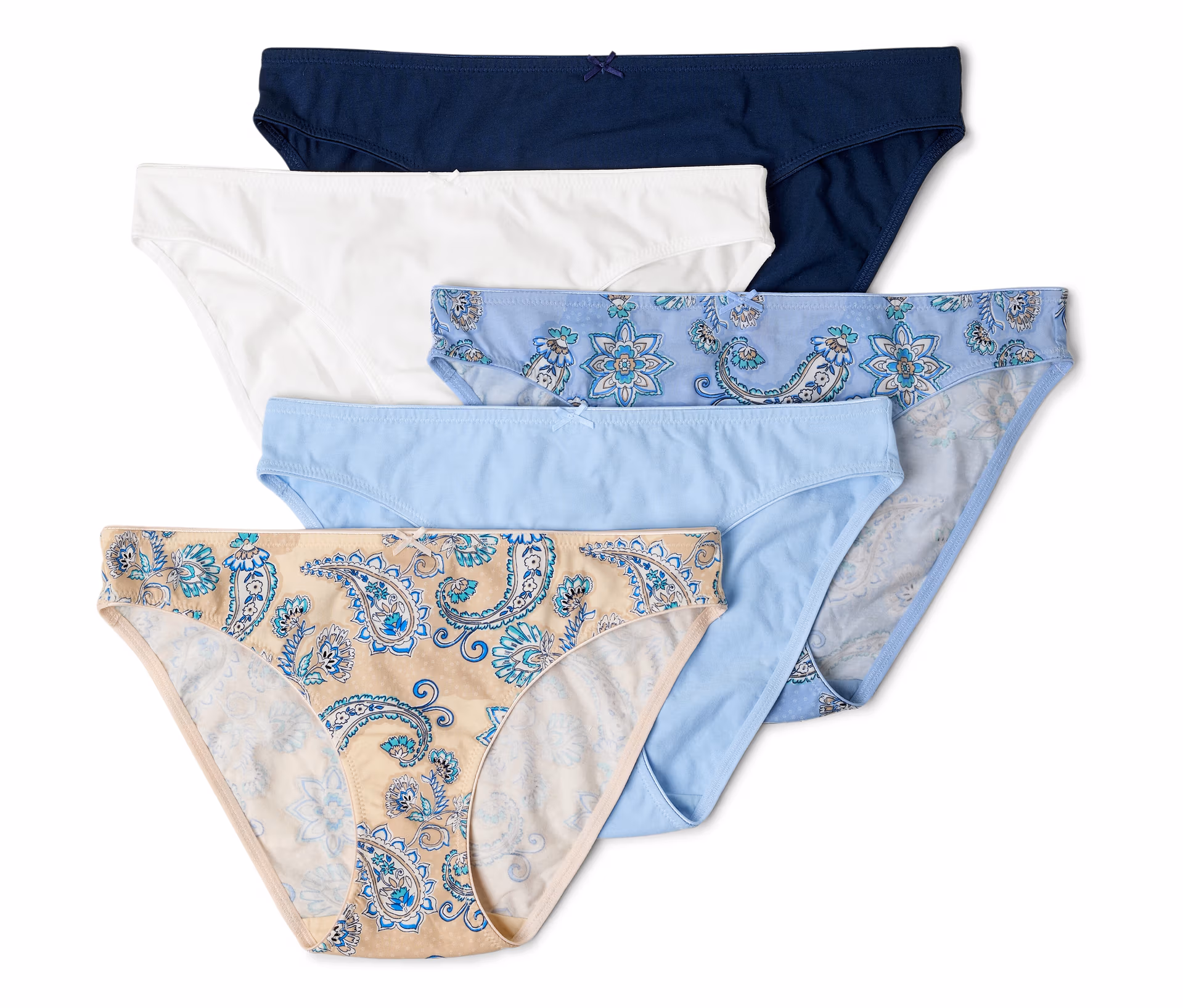 Tchibo - 5 Slips - Damen - Gr. S - dunkelblau/paisley
