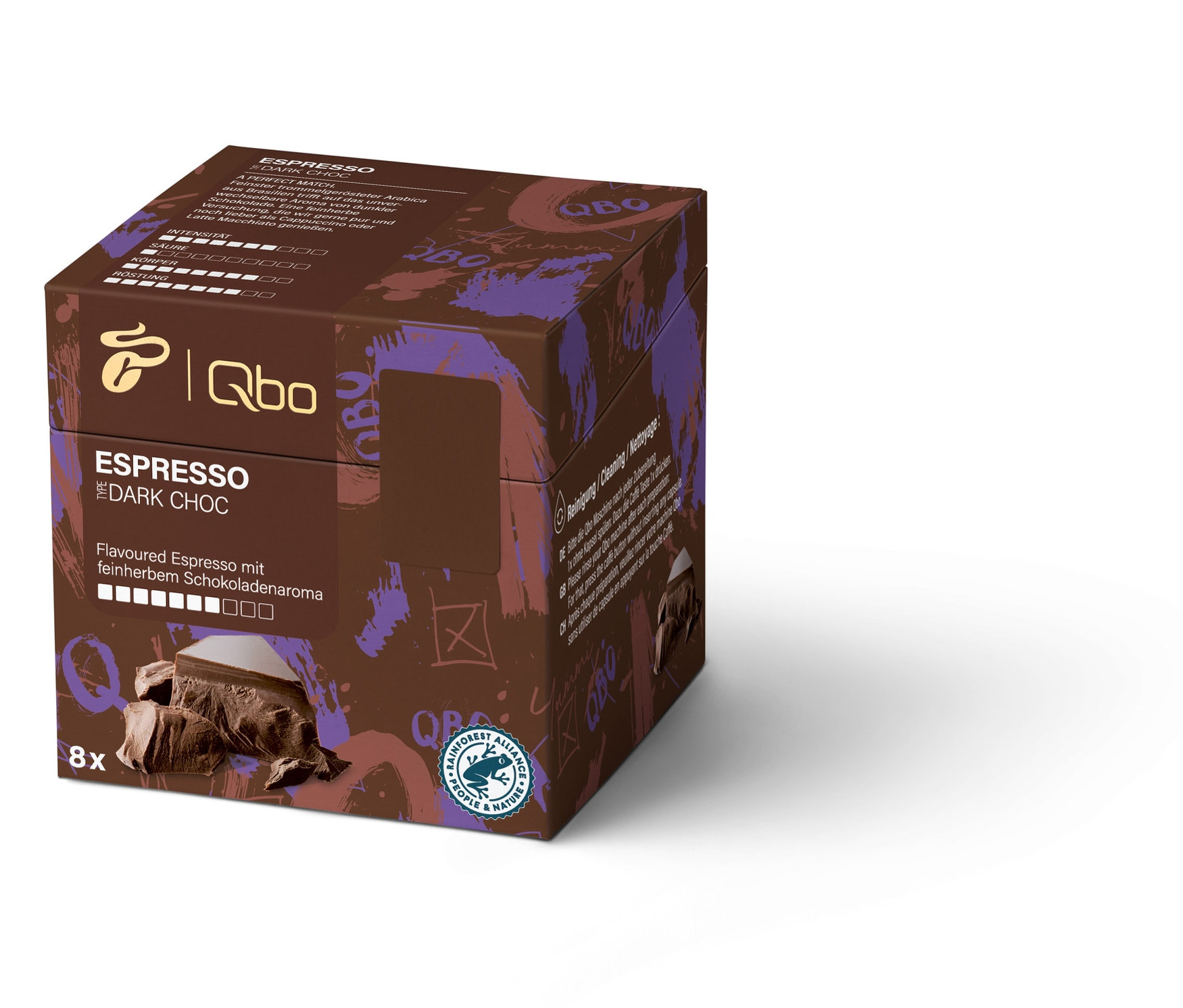 Qbo Flavoured Espresso Dark Choc - 8 Kapseln - Intensität: 7/10