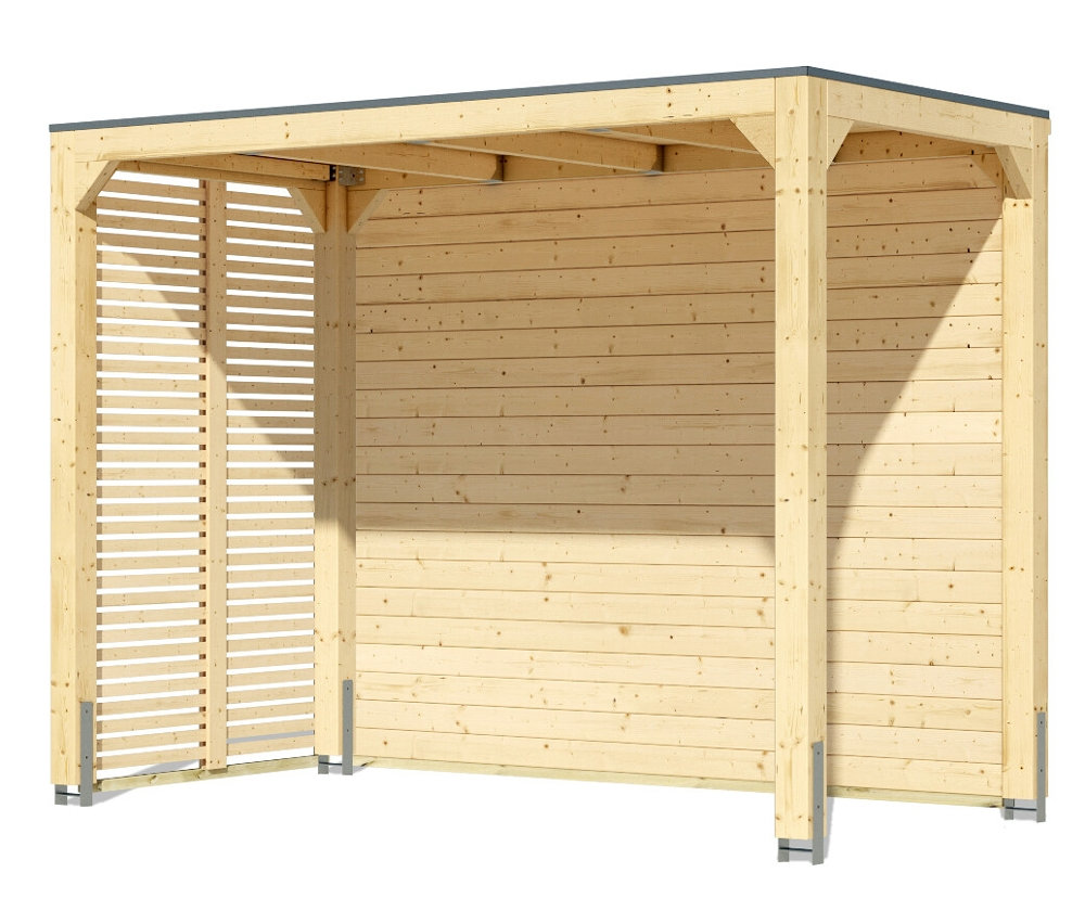 Karibu Pavillon »Markaska« mit Leimholz-Balken und Dacheindeckung - 320x160x239cm - braun - Fichtenholz