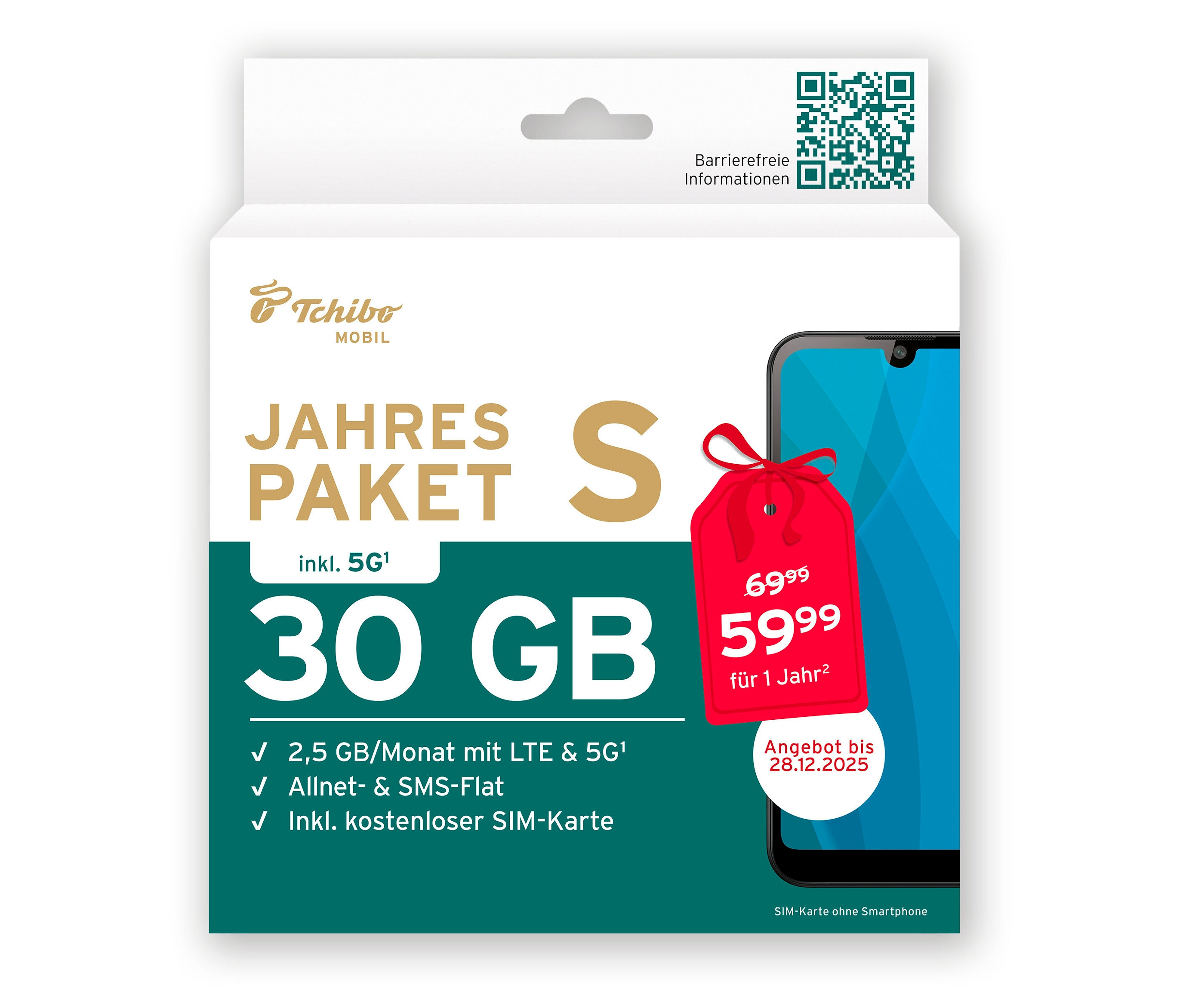 Tchibo - Jahrespaket S mit 30 GB inkl. SIM-Karte